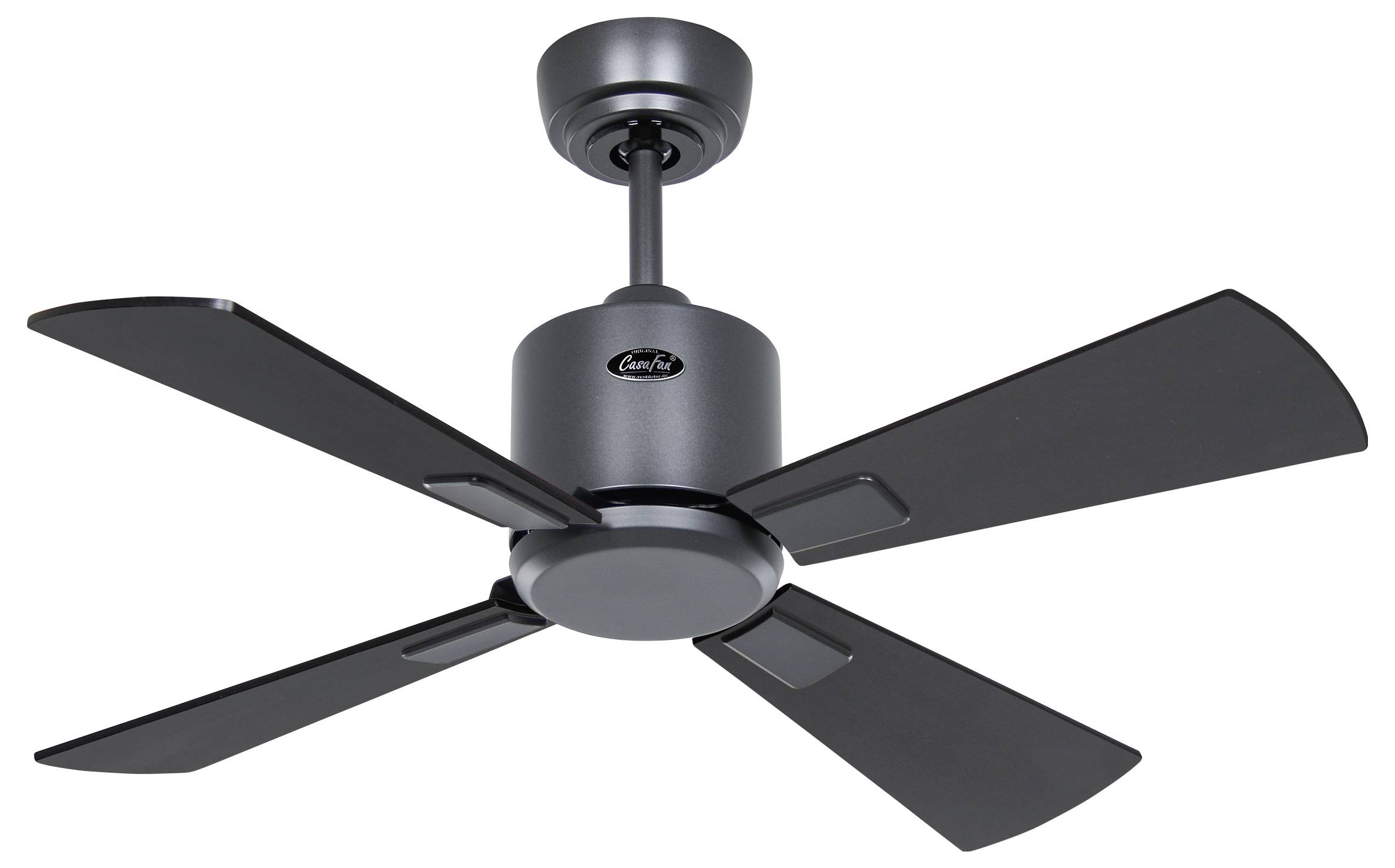 CasaFan ECO NEO III 92 BG-SW/TK WiFi Flügel Schwarz/Teak Deckenventilator Basalt-Grau mit Fernbedienung, Timer, Winterbetrieb