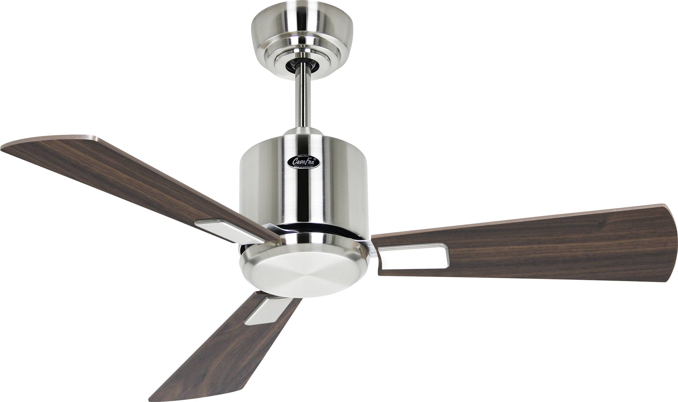 CasaFan ECO NEO III 92 BN-NB/KI WiFi Flügel Nussbaum/Kirsche Deckenventilator Chrom (gebürstet) mit Fernbedienung, Timer