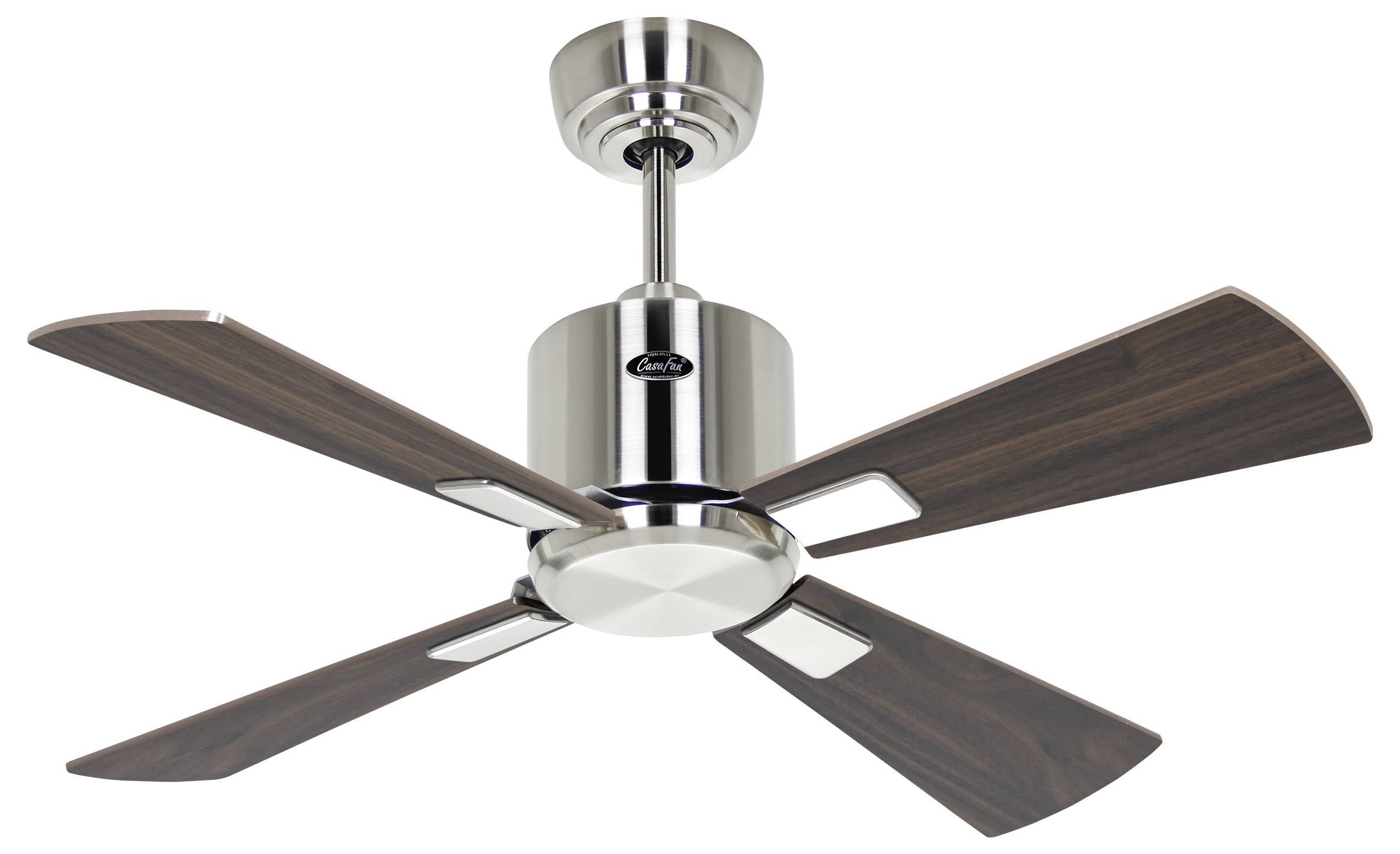 CasaFan ECO NEO III 92 BN-NB/KI WiFi Flügel Nussbaum/Kirsche Deckenventilator Chrom (gebürstet) mit Fernbedienung, Timer