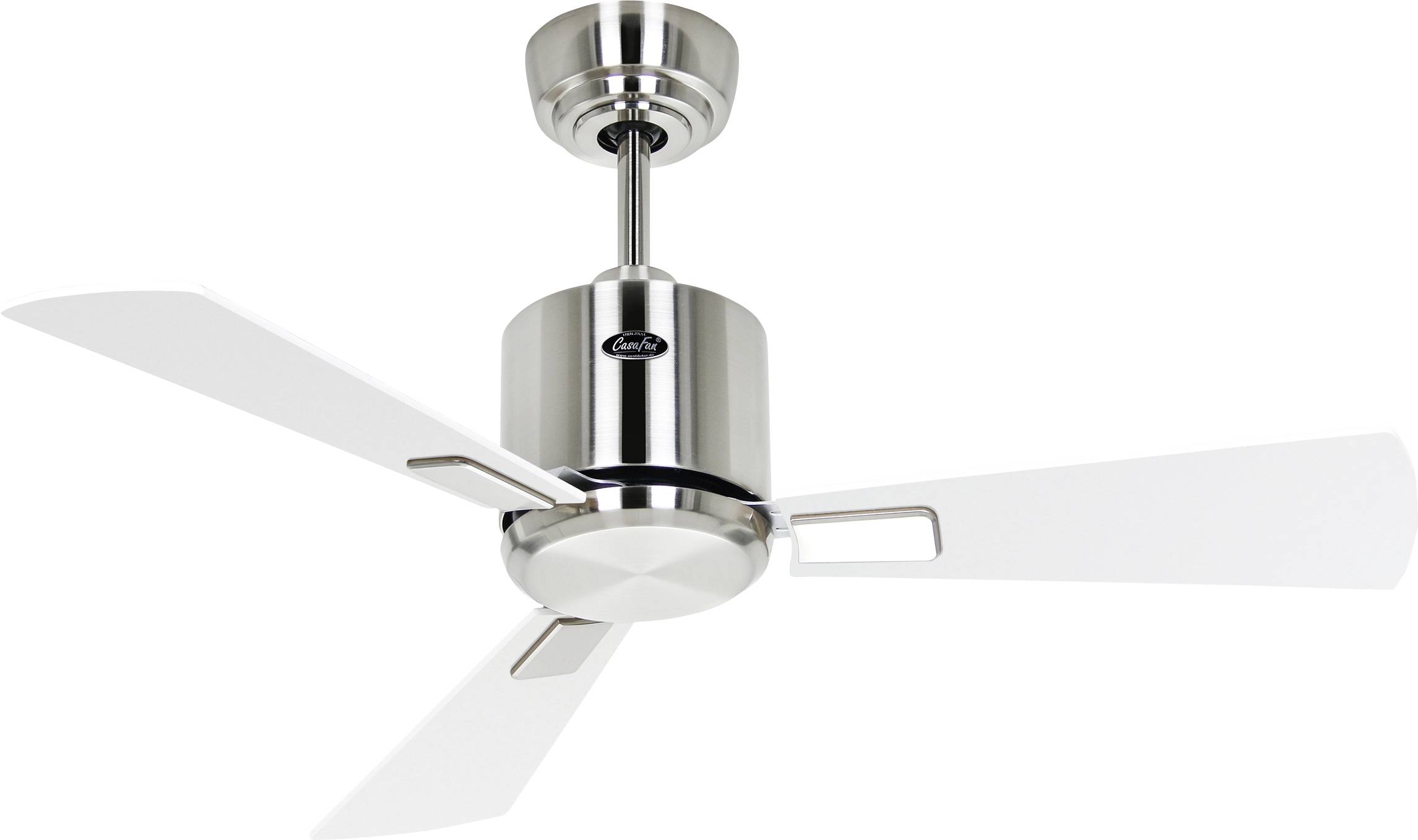 CasaFan ECO NEO III 92 BN-WE/LG WiFi Flügel Weiß/Lichtgrau Deckenventilator Chrom (gebürstet) mit Fernbedienung, Timer