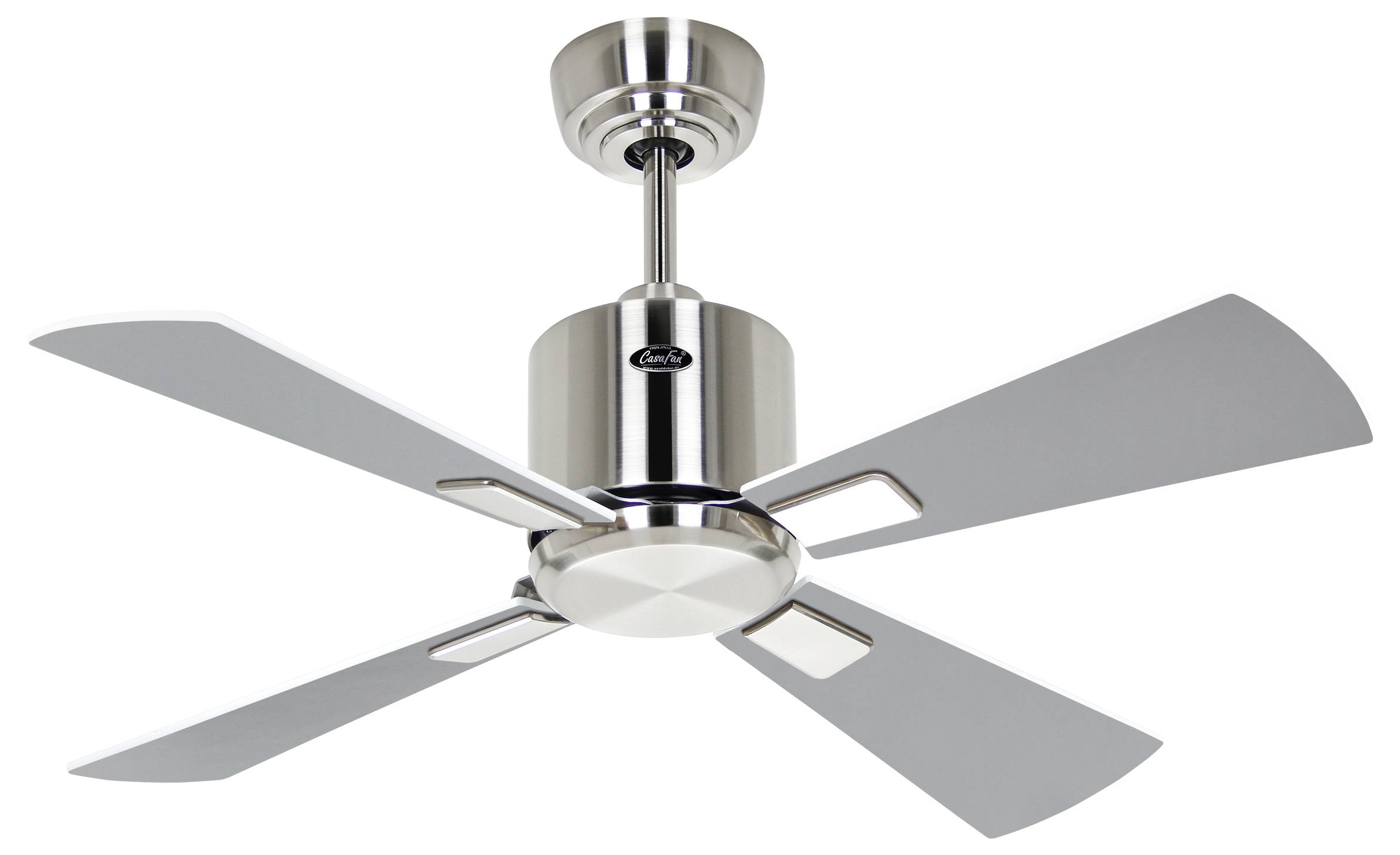CasaFan ECO NEO III 92 BN-WE/LG WiFi Flügel Weiß/Lichtgrau Deckenventilator Chrom (gebürstet) mit Fernbedienung, Timer