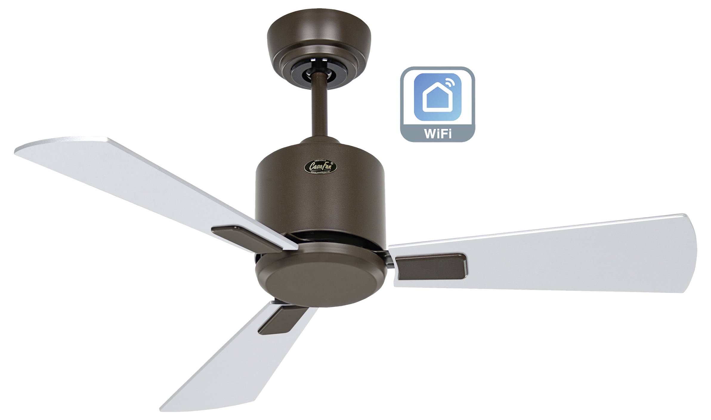 CasaFan ECO NEO III 92 BZ-WN/SI WiFi Flügel Wenge/silber Deckenventilator Bronze mit Fernbedienung, Timer, Winterbetrieb, App