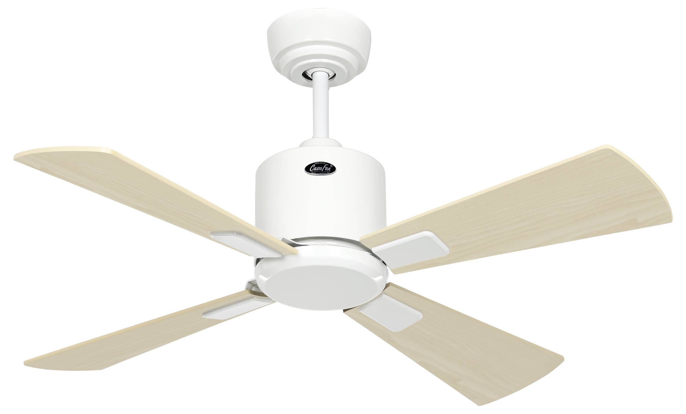CasaFan ECO NEO III 92 WE-AH/BU WiFi Flügel Ahorn/Buche Deckenventilator Weiß mit Fernbedienung, Timer, Winterbetrieb, App