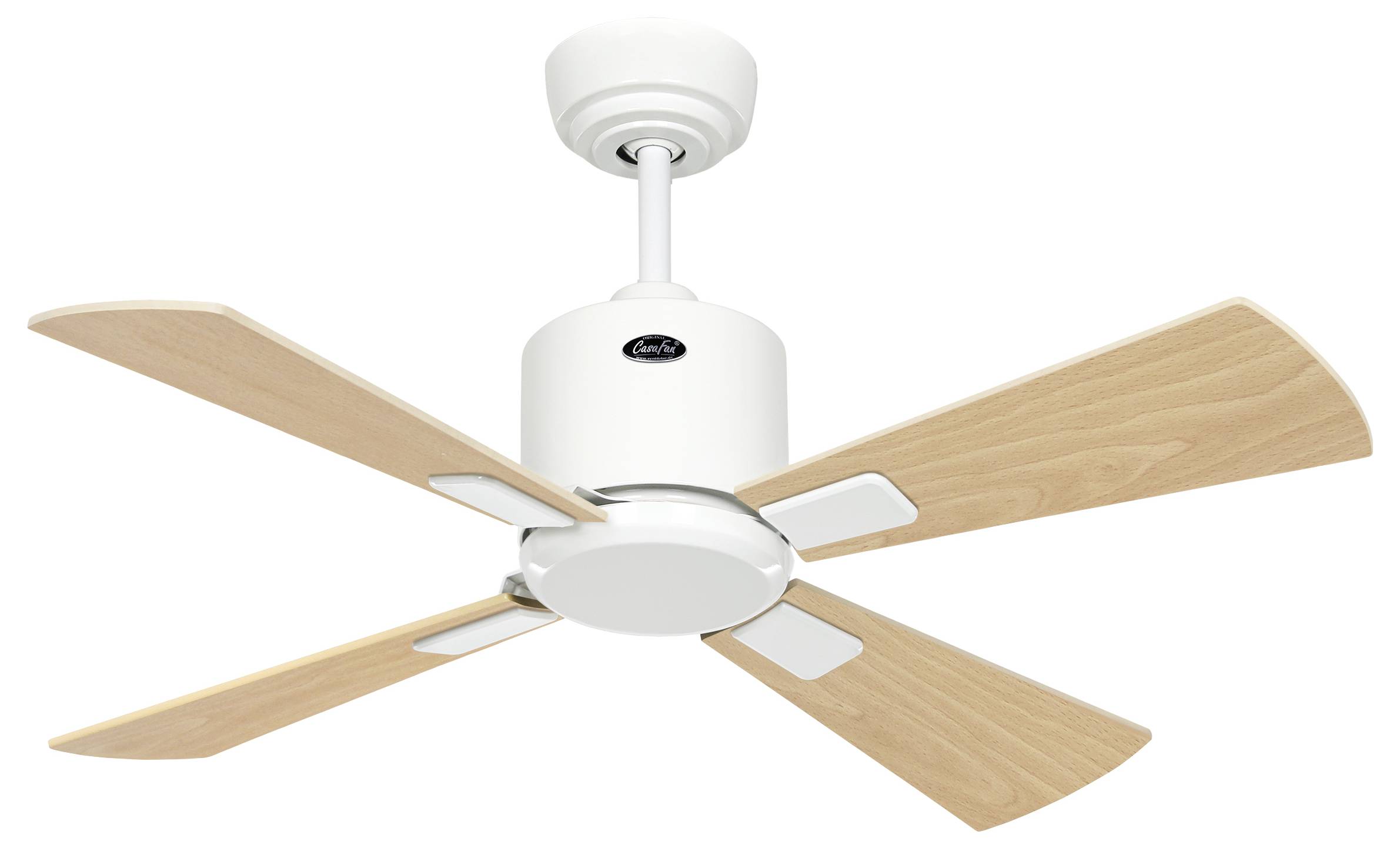 CasaFan ECO NEO III 92 WE-AH/BU WiFi Flügel Ahorn/Buche Deckenventilator Weiß mit Fernbedienung, Timer, Winterbetrieb, App