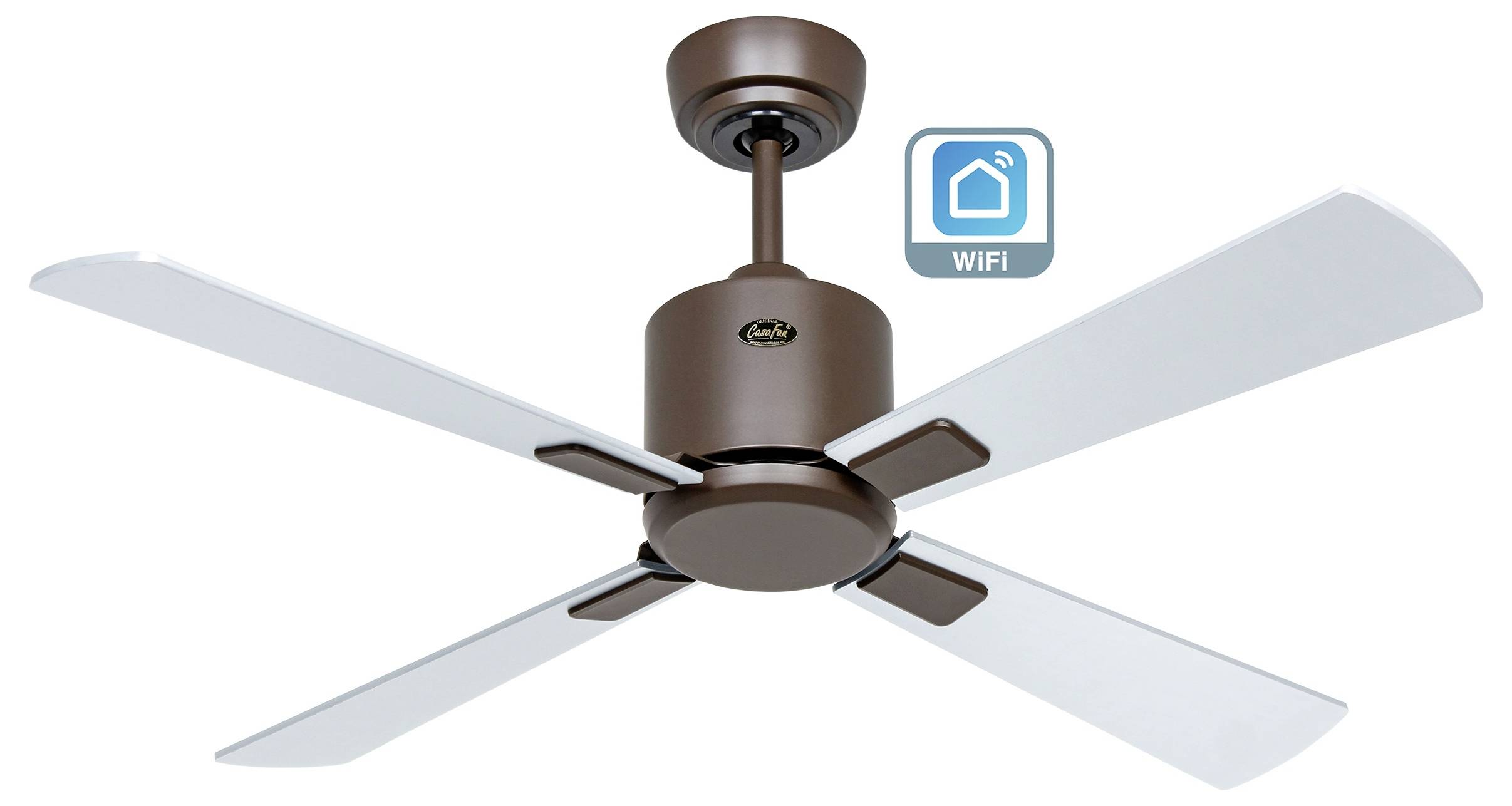 CasaFan ECO NEO III 103 BZ-WN/SI WiFi Flügel Wenge/silber Deckenventilator Bronze mit Fernbedienung, Timer, Winterbetrieb, App