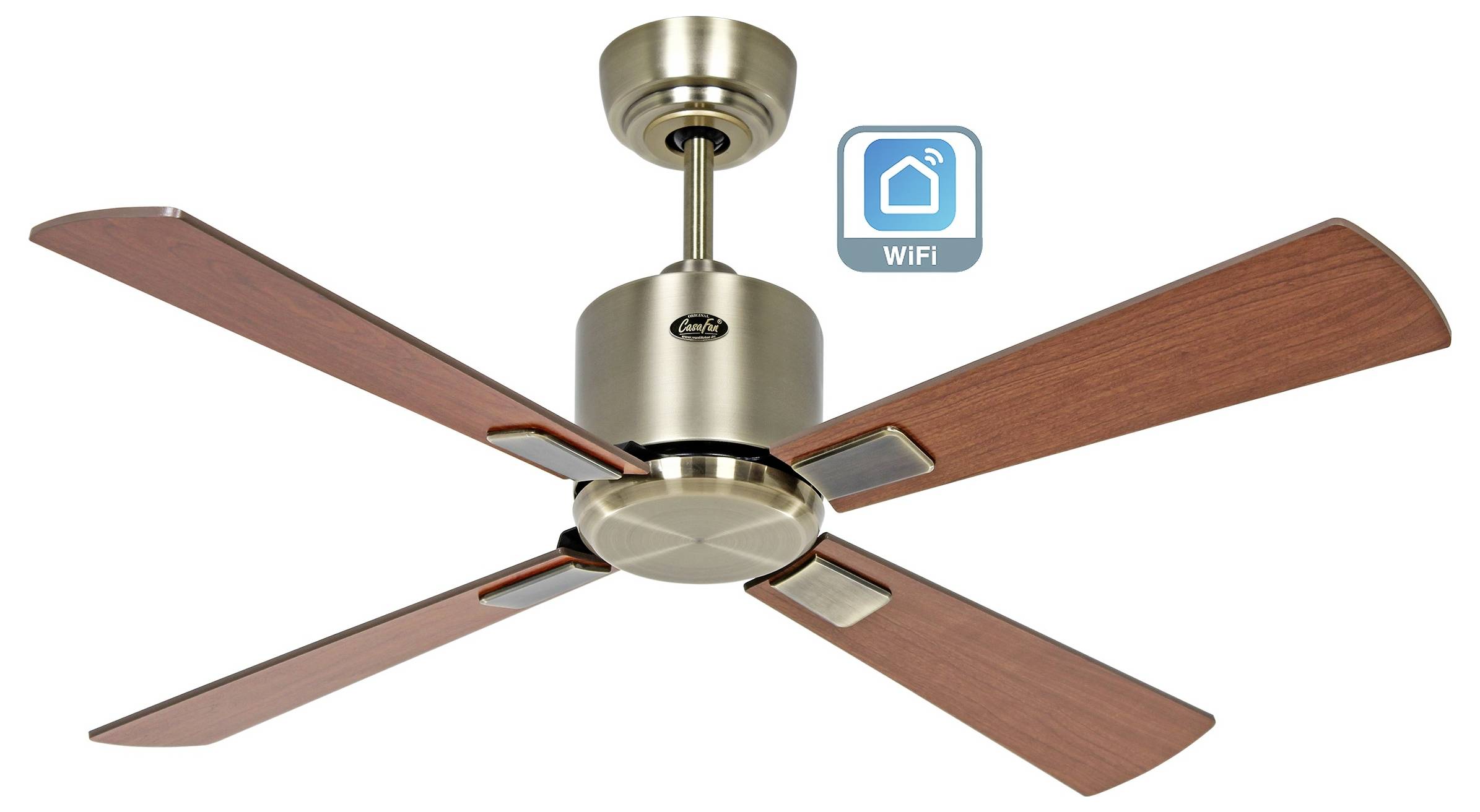 CasaFan ECO NEO III 103 MA-NB/KI WiFi Deckenventilator Messing-antik mit Fernbedienung, Timer, Winterbetrieb, App gesteuert