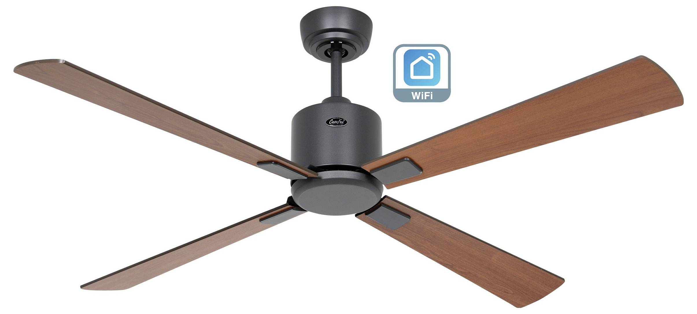 CasaFan ECO NEO III 132 BG-NB/KI WiFi Flügel Nussbaum/Kirsche Deckenventilator Basalt-Grau mit Fernbedienung, Timer