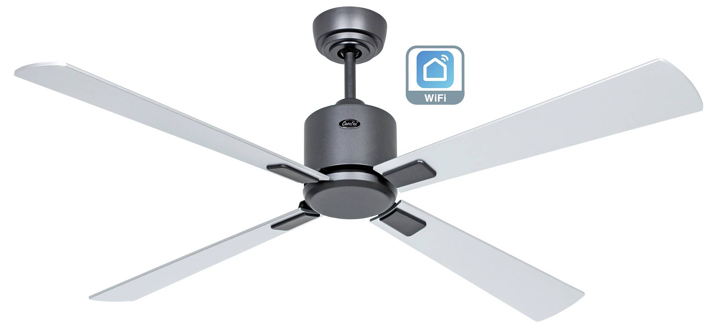 CasaFan ECO NEO III 132 BG-WN/SI WiFi Flügel Wenge/silber Deckenventilator Basalt-Grau mit Fernbedienung, Timer, Winterbetrieb