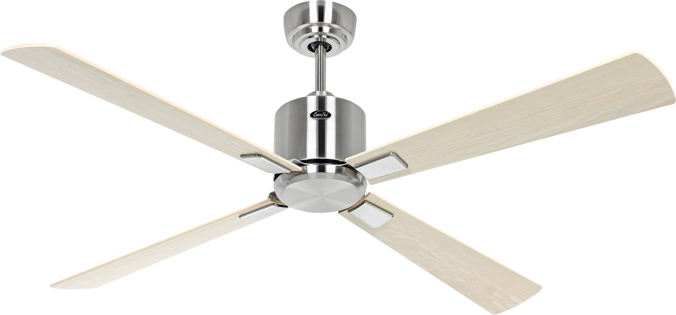 CasaFan ECO NEO III 132 BN-AH/BU WiFi Flügel Ahorn/Buche Deckenventilator Chrom (gebürstet) mit Fernbedienung, Timer