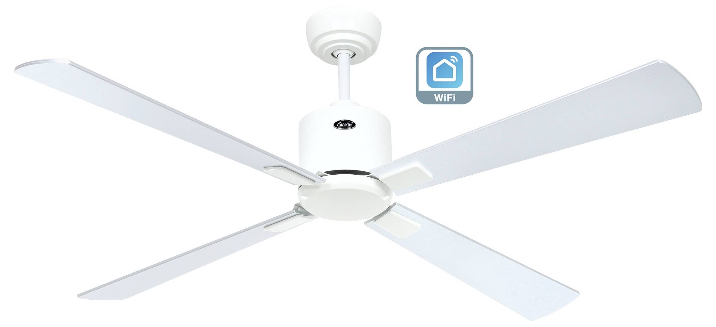 CasaFan ECO NEO III 132 WE-WN/SI WiFi Flügel Wenge/silber Deckenventilator Weiß mit Fernbedienung, Timer, Winterbetrieb, App