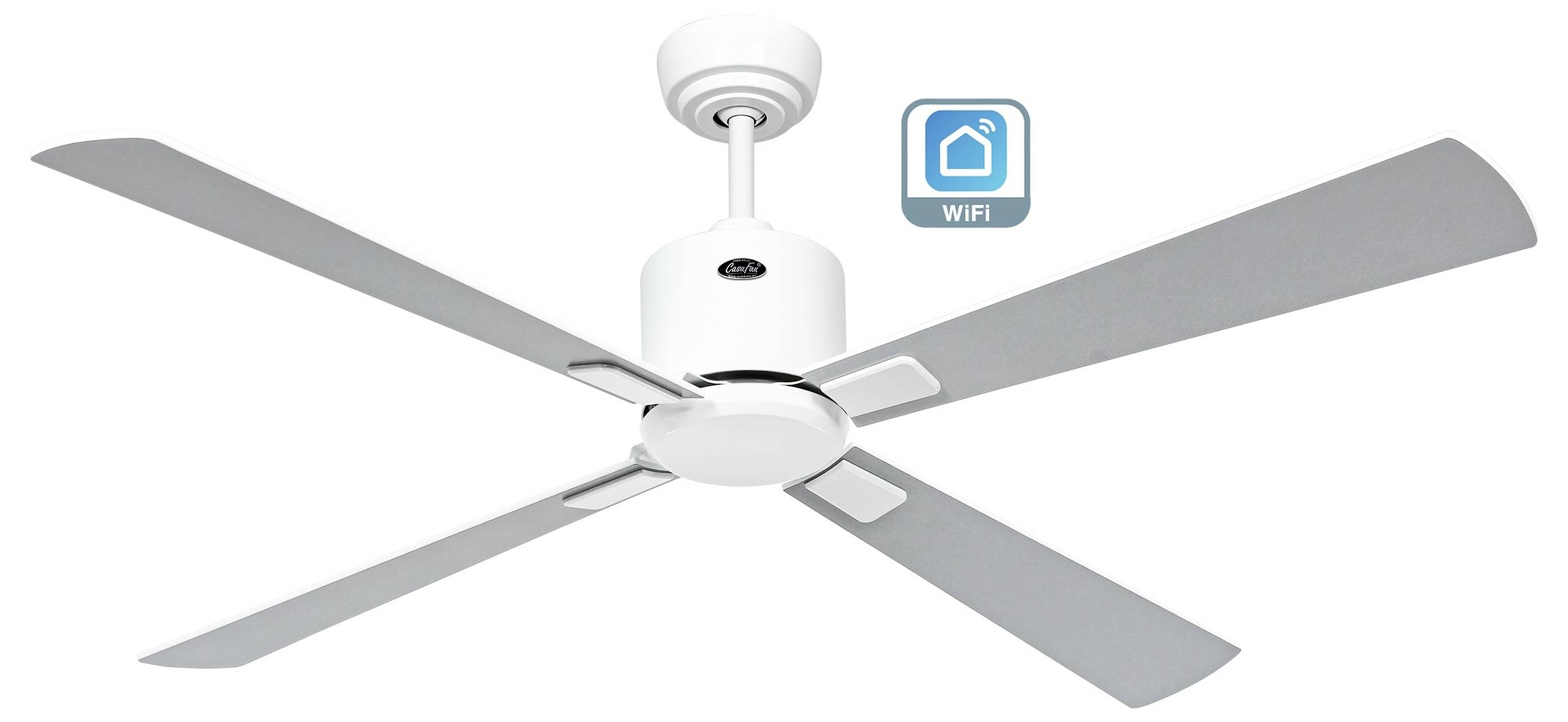 CasaFan ECO NEO III 132 WE-WE/LG WiFi Flügel Weiß/Lichtgrau Deckenventilator Weiß mit Fernbedienung, Timer, Winterbetrieb, App