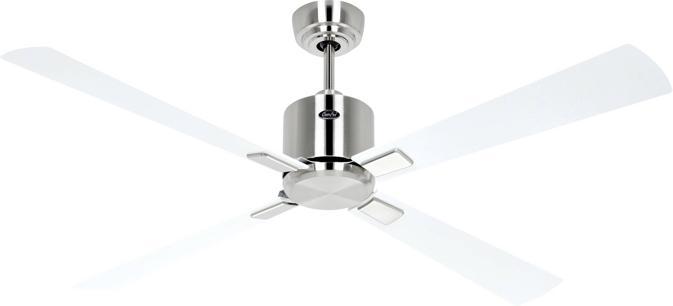 CasaFan ECO NEO III 132 BN-WE/LG WiFi Flügel Weiß/Lichtgrau Deckenventilator Chrom (gebürstet) mit Fernbedienung, Timer