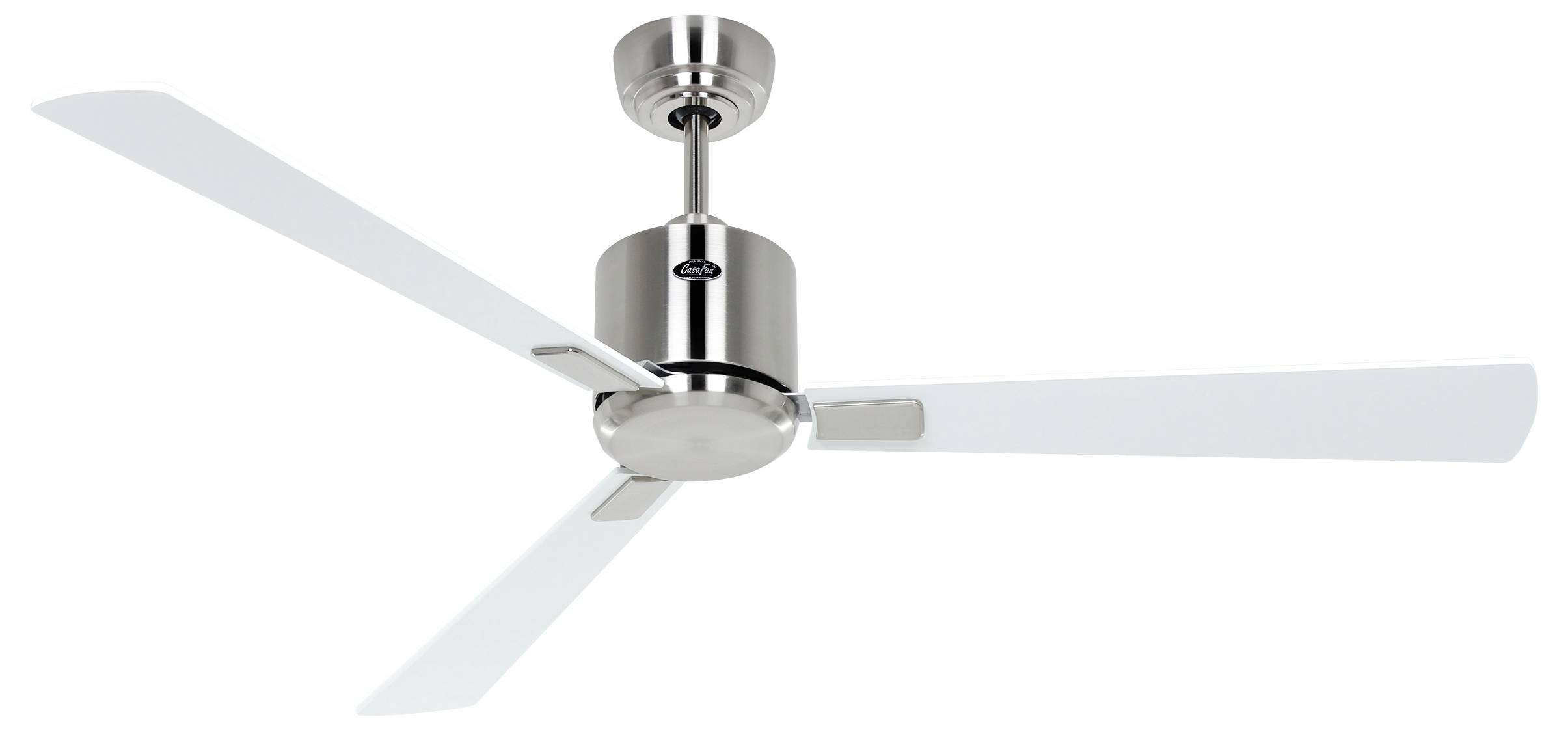 CasaFan ECO NEO III 132 BN-WE/LG WiFi Flügel Weiß/Lichtgrau Deckenventilator Chrom (gebürstet) mit Fernbedienung, Timer