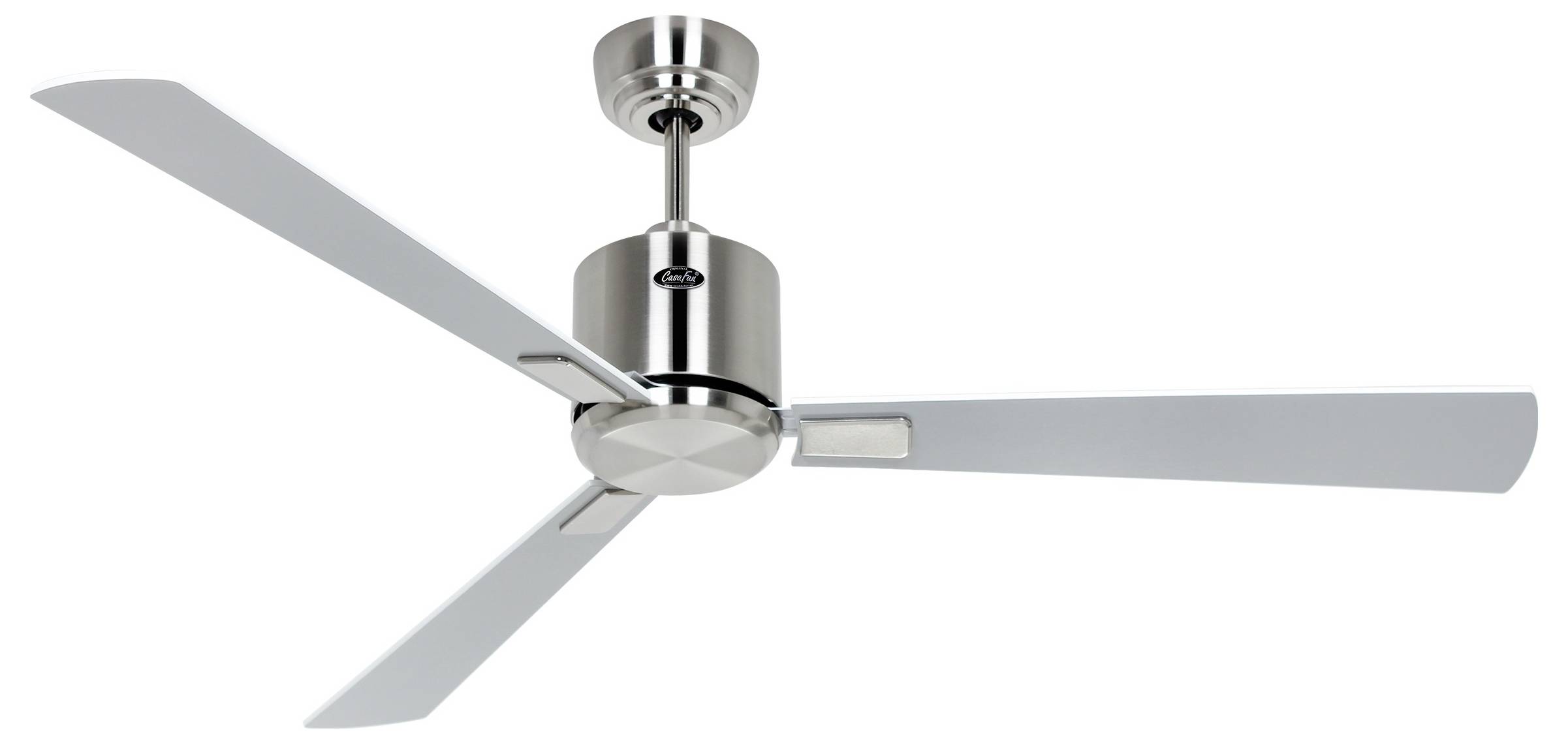 CasaFan ECO NEO III 132 BN-WE/LG WiFi Flügel Weiß/Lichtgrau Deckenventilator Chrom (gebürstet) mit Fernbedienung, Timer