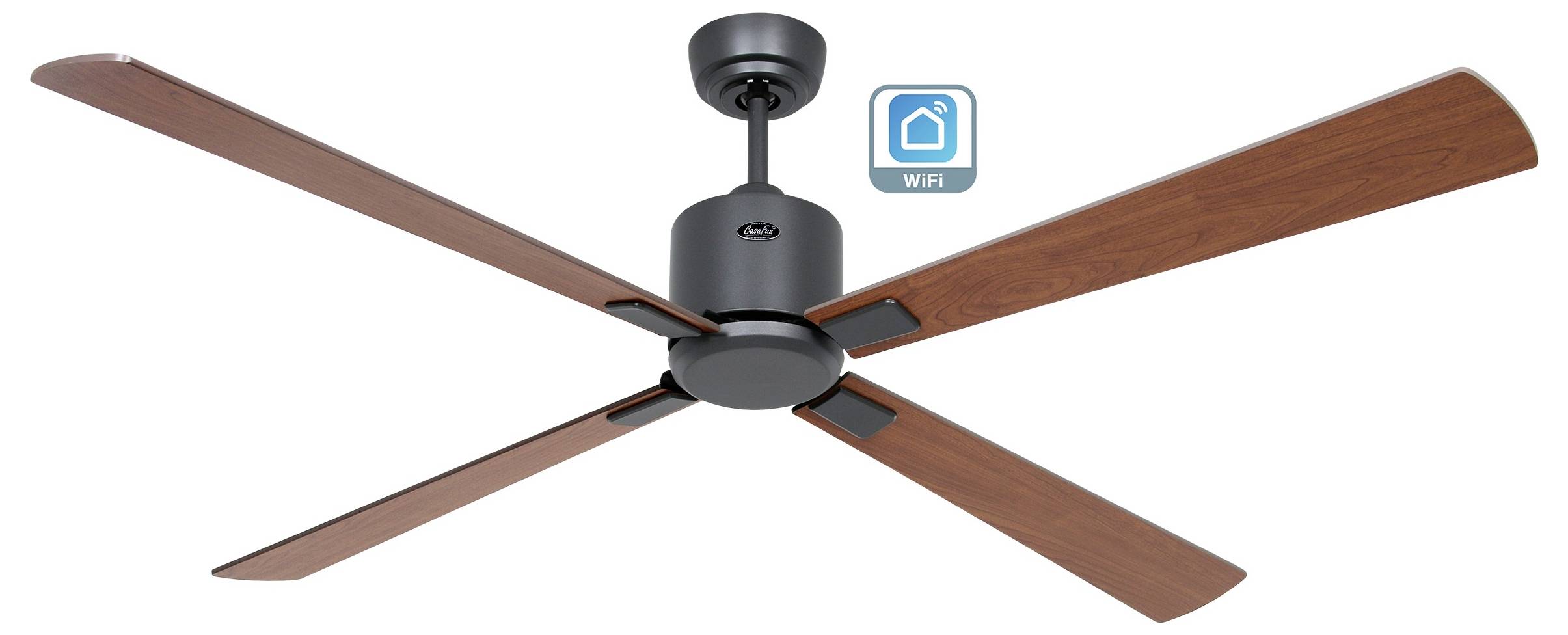 CasaFan ECO NEO III 152 BG-NB/KI Flügel WiFi Nussbaum/Kirsche Deckenventilator Basalt-Grau mit Fernbedienung, Timer