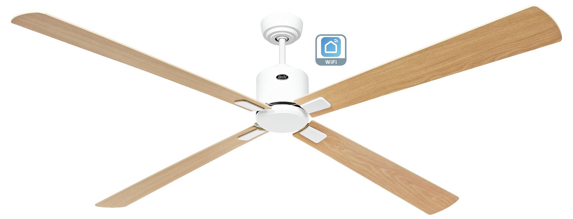 CasaFan ECO NEO III 180-4 WE-AH/BU WiFi Flügel Ahorn/Buche Deckenventilator Weiß mit Fernbedienung, Timer, Winterbetrieb, App