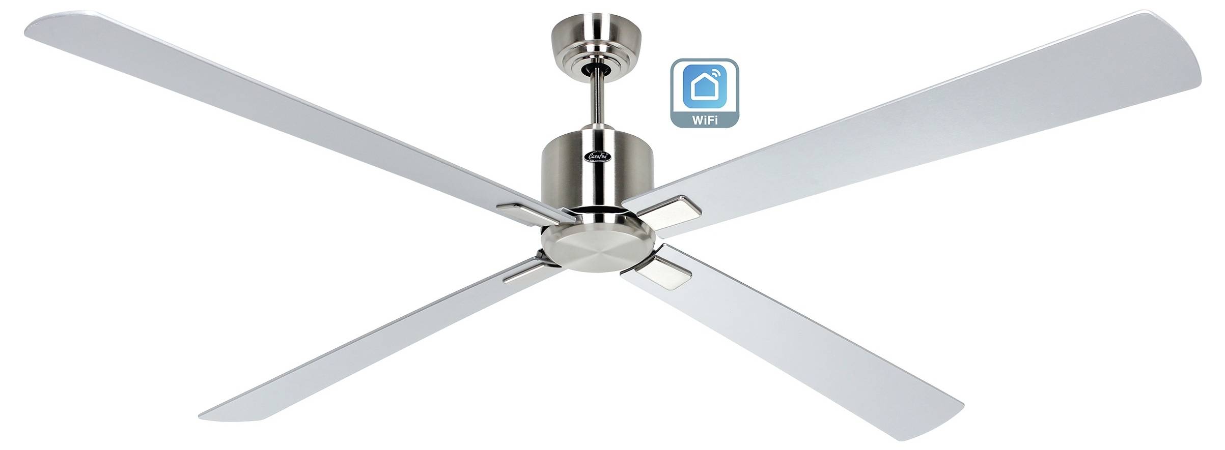 CasaFan ECO NEO III 180-4 BN-WN/SI WiFi Flügel Wenge/silber Deckenventilator Chrom (gebürstet) mit Fernbedienung, Timer