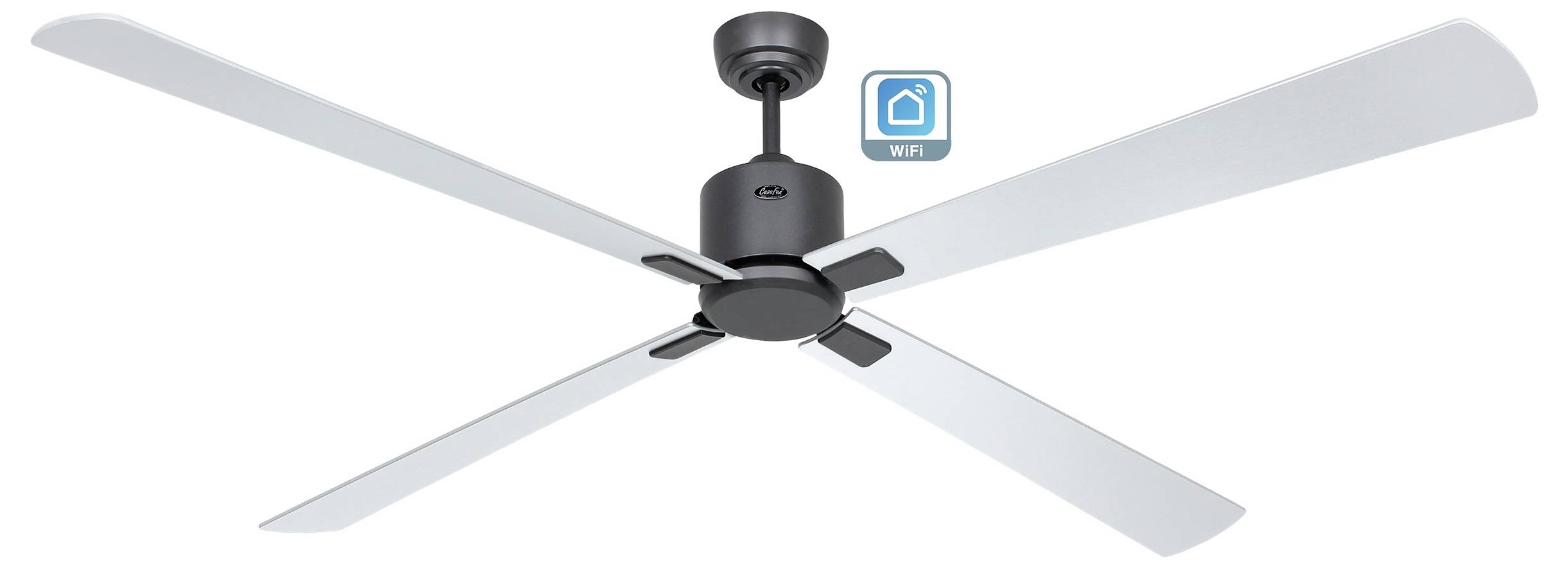CasaFan ECO NEO III 180-4 BG-WN/SI WiFi Flügel Wenge/silber Deckenventilator Basalt-Grau mit Fernbedienung, Timer, Winterbetrieb