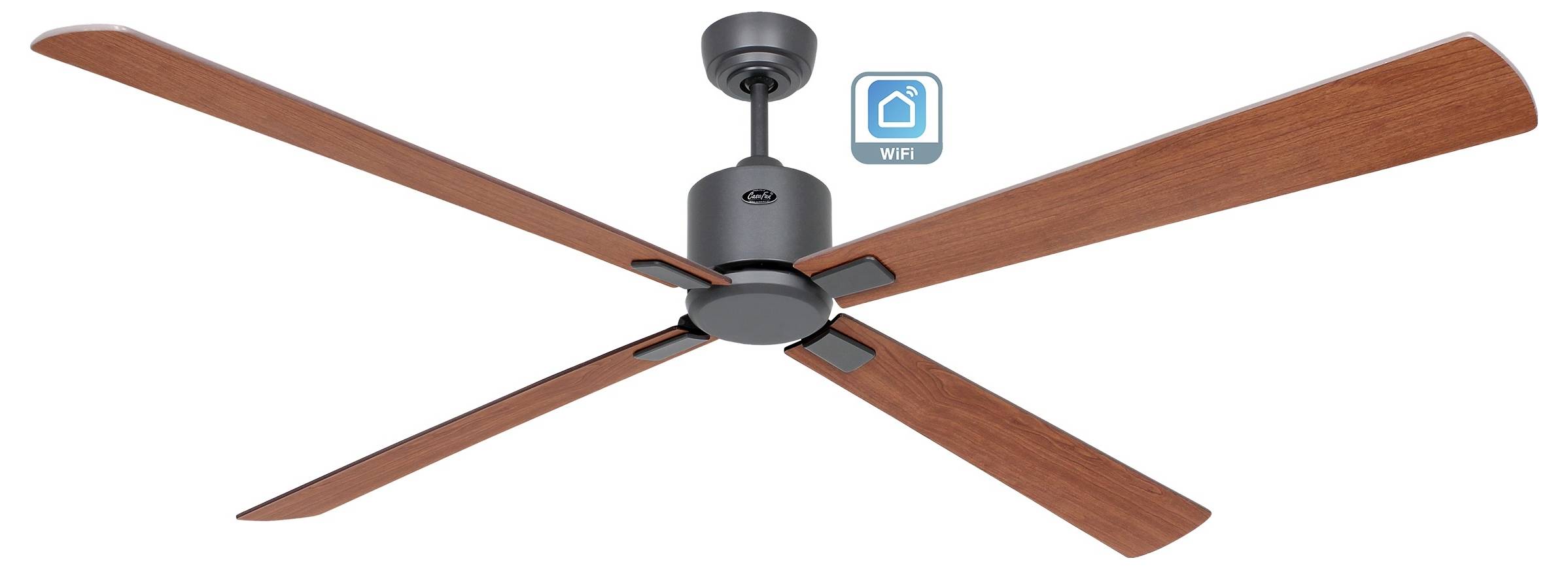 CasaFan ECO NEO III 180-4 BG-NB/KI WiFi Flügel Nussbaum/Kirsche Deckenventilator Basalt-Grau mit Fernbedienung, Timer