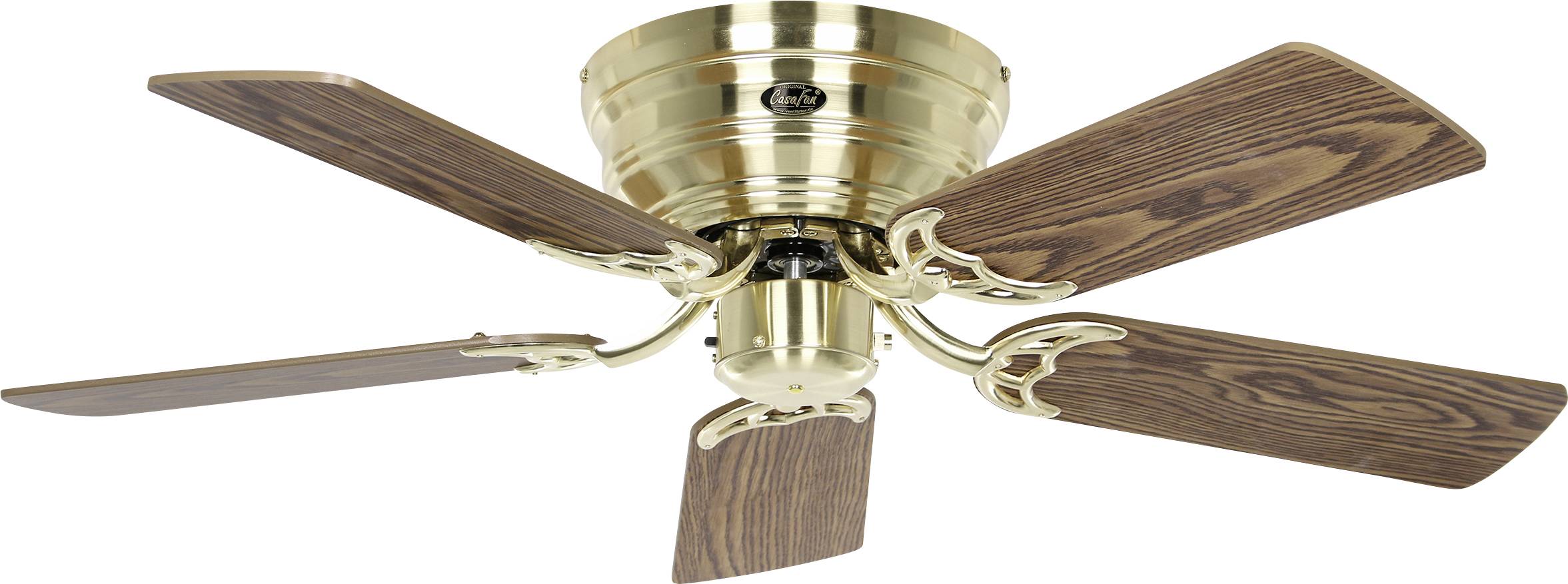CasaFan FLAT 103-III MG-EA/BU Flügel Eiche antik/Buche Deckenventilator Messing (gebürstet) Wendbare Flügel, Winterbetrieb