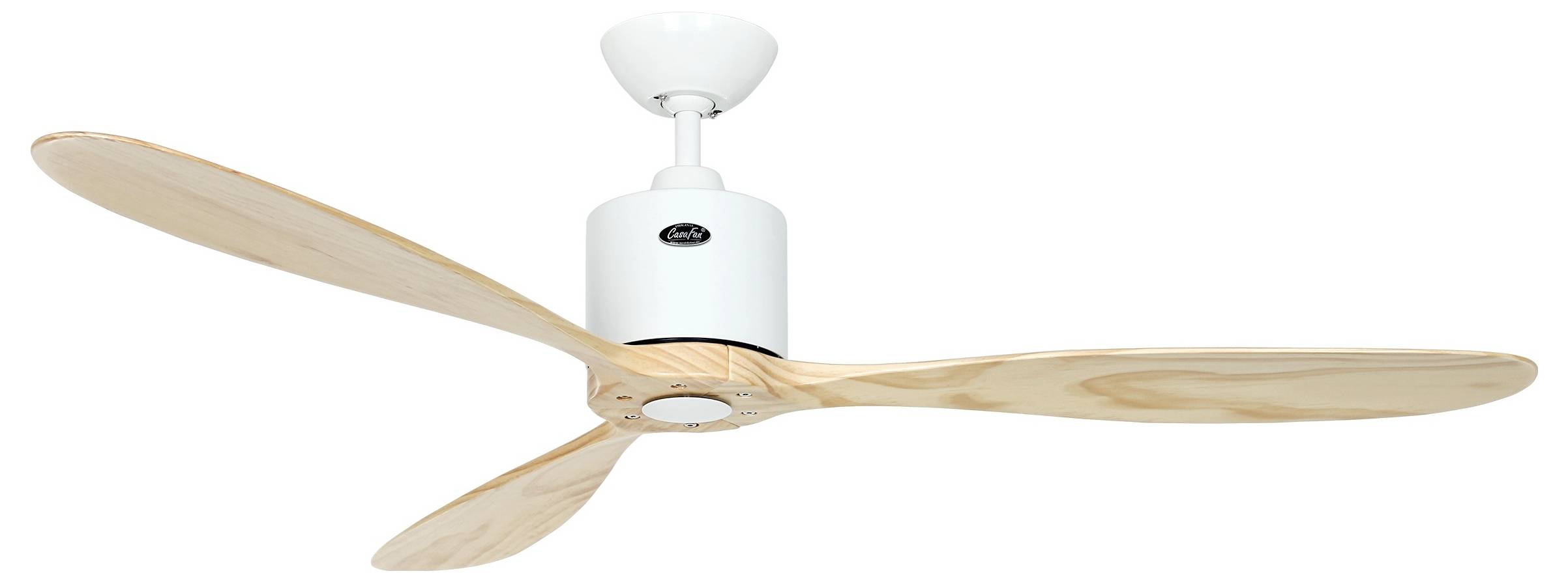 CasaFan AEROPLAN ECO 132 WE-NT Flügel Massivholz natur Deckenventilator Weiß mit Fernbedienung, Timer, Winterbetrieb
