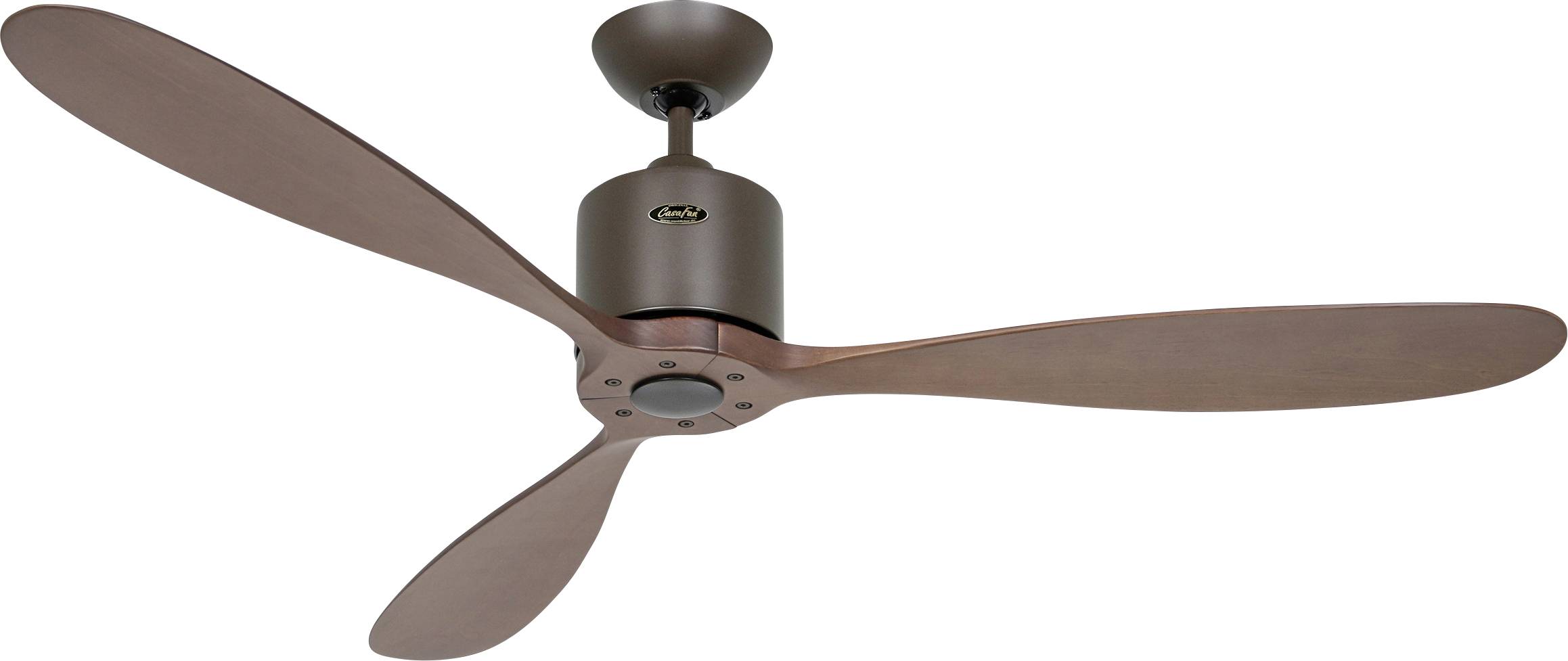 CasaFan AEROPLAN ECO 132 BZ-NB Flügel Massivholz Nussbaum Deckenventilator Bronze mit Fernbedienung, Timer, Winterbetrieb