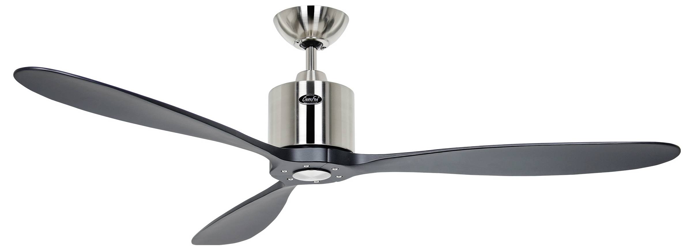 CasaFan AEROPLAN ECO 132 BN-SW Flügel Massivholz schwarz Deckenventilator Chrom (gebürstet) mit Fernbedienung, Timer