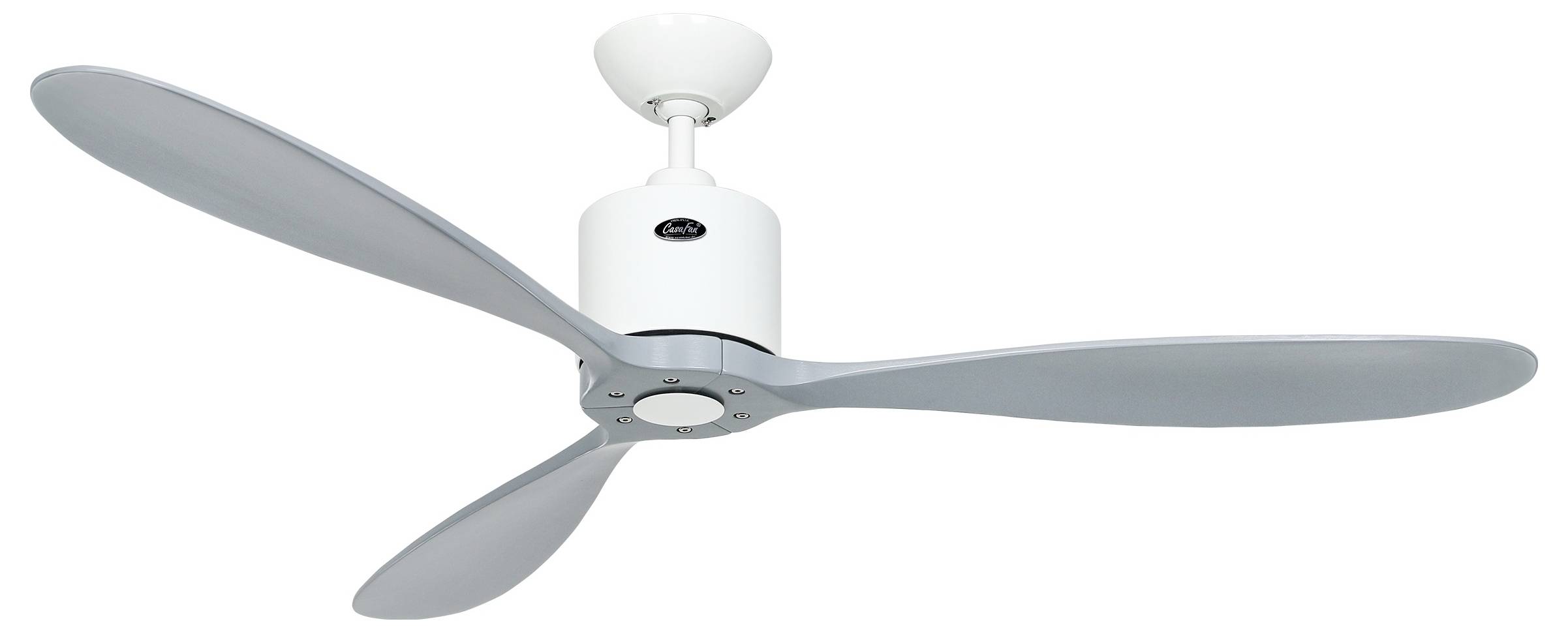 CasaFan AEROPLAN ECO 132 WE-LG Flügel Massivholz Lichtgrau Deckenventilator Weiß mit Fernbedienung, Timer, Winterbetrieb
