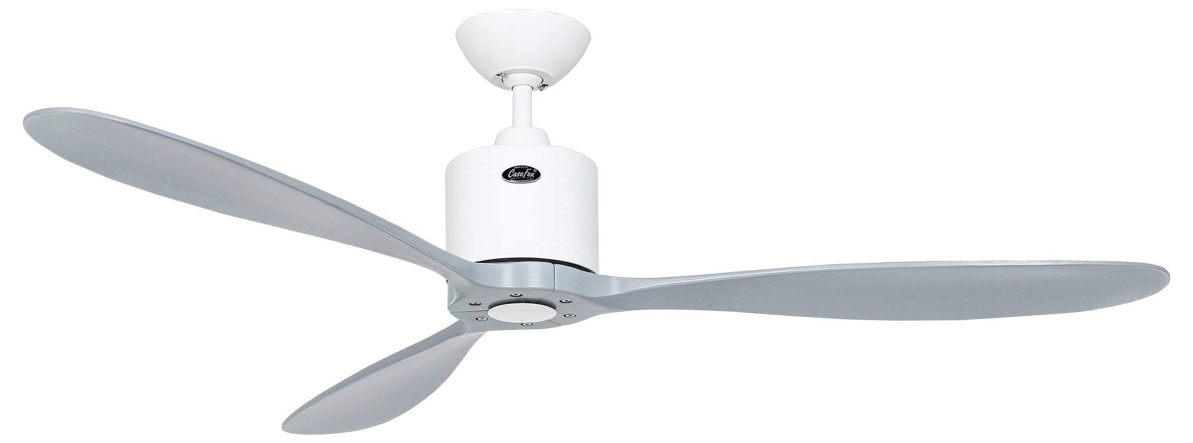 CasaFan AEROPLAN ECO 132 WE-LG Flügel Massivholz Lichtgrau Deckenventilator Weiß mit Fernbedienung, Timer, Winterbetrieb