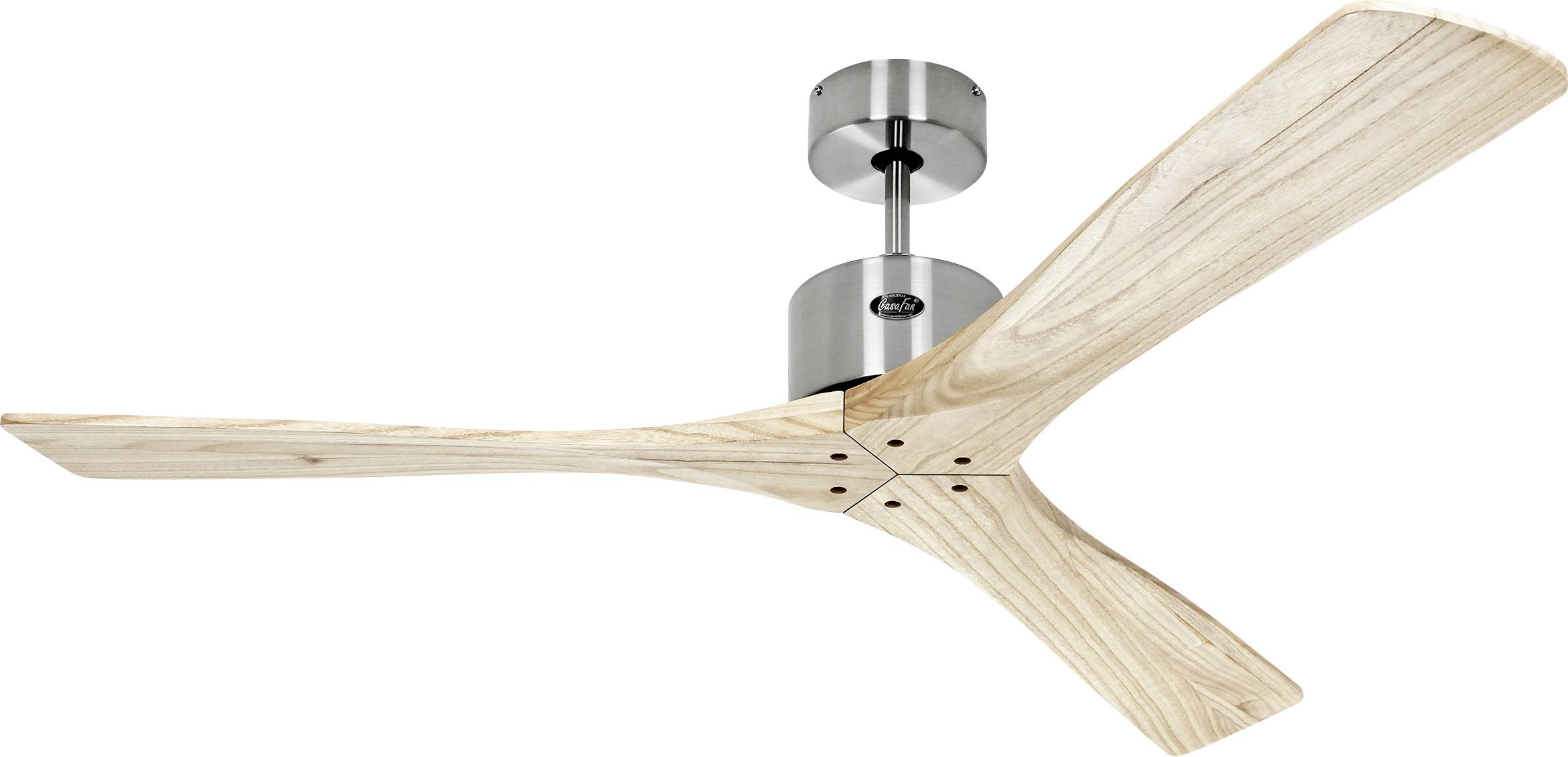 CasaFan MACAU 132 BN-NT Flügel natur mit Fernbedienung Deckenventilator Chrom (gebürstet) mit Fernbedienung, Winterbetrieb