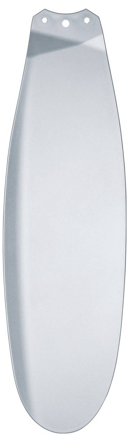 Langes, hellgraues Surfbrett mit spitzer Nase und Löchern in der Nähe des Hecks.