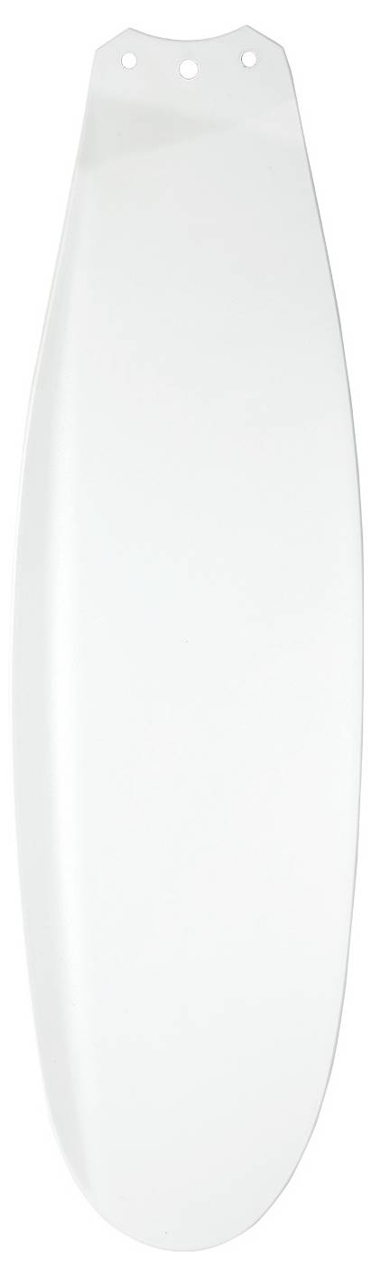 Ein weißes, oval geformtes Lüfterblatt mit drei Löchern oben zur Befestigung.