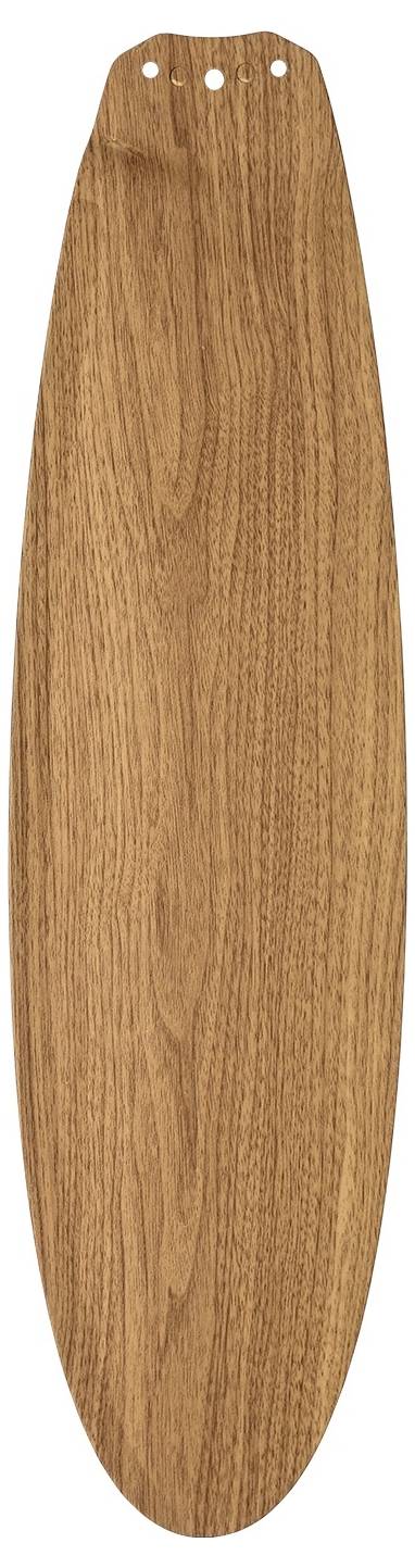 Ein Deckenventilatorflügel aus Holz mit natürlicher hellbrauner Oberfläche und sichtbarer Holzmaserung.