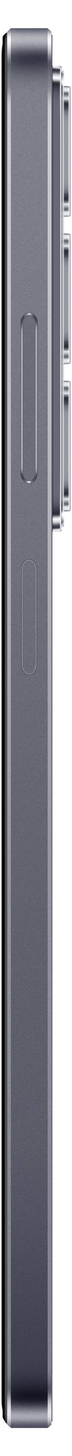 Eine Seitenansicht eines Smartphones, die sein schlankes Design und seine dreifache Kameraanordnung hervorhebt.