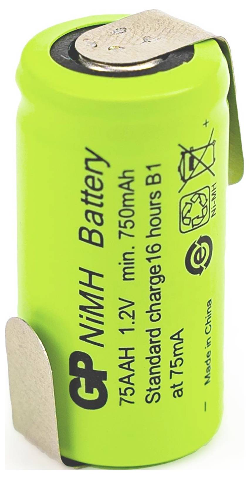Eine grüne NiMH AA-Batterie, 1,2V, 750mAh, 