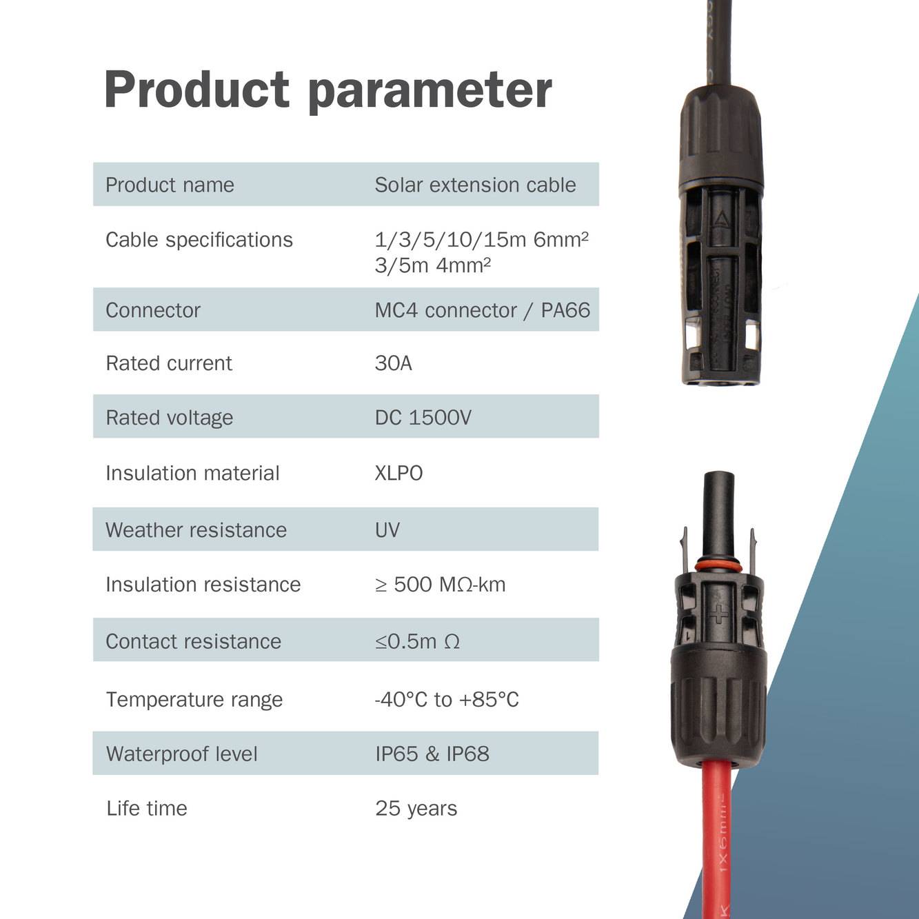 Digitus DK-SCEC64-0050 DK-SCEC64-0050 Solarkabel Verlängerung 4mm² Kabellänge 5m