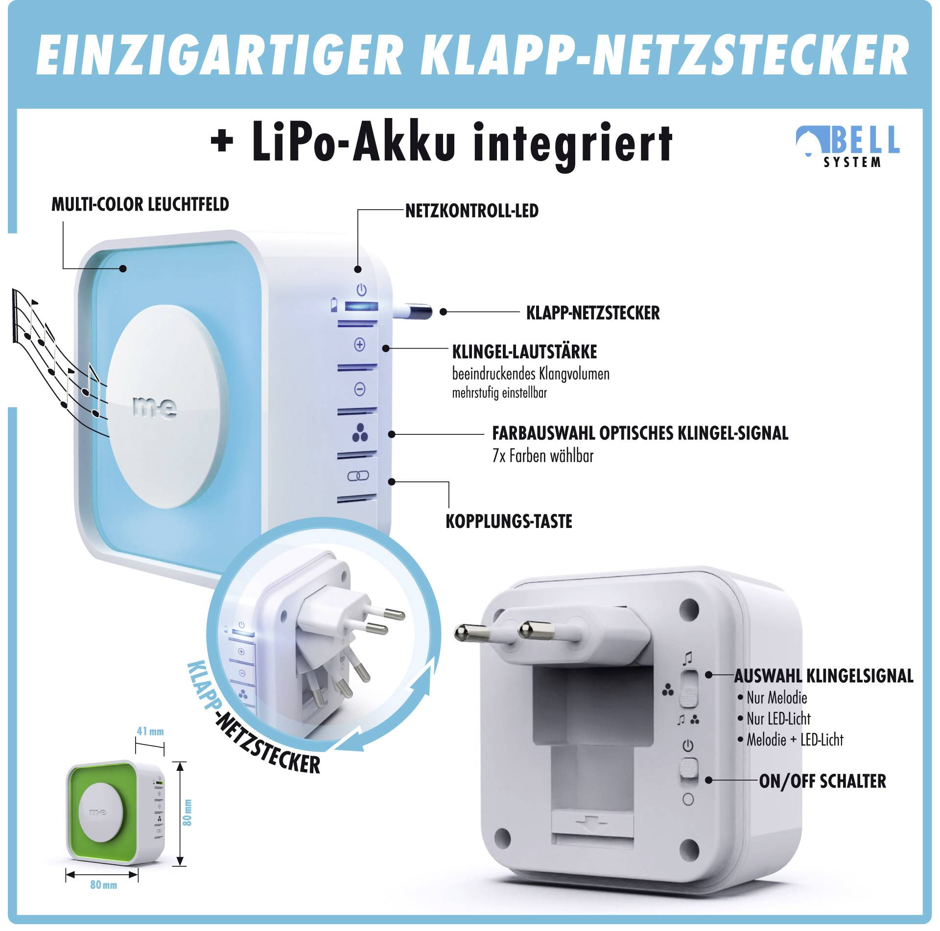 M-e modern-electronics 100060 Funkklingel beleuchtet