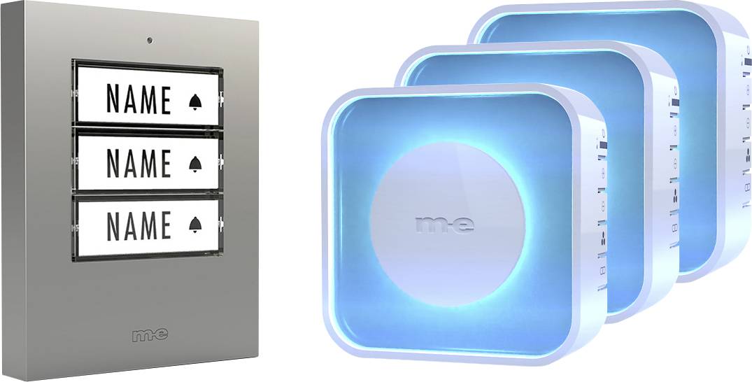 M-e modern-electronics 100082 Funkklingel Komplett-Set beleuchtet, mit Adressfeld