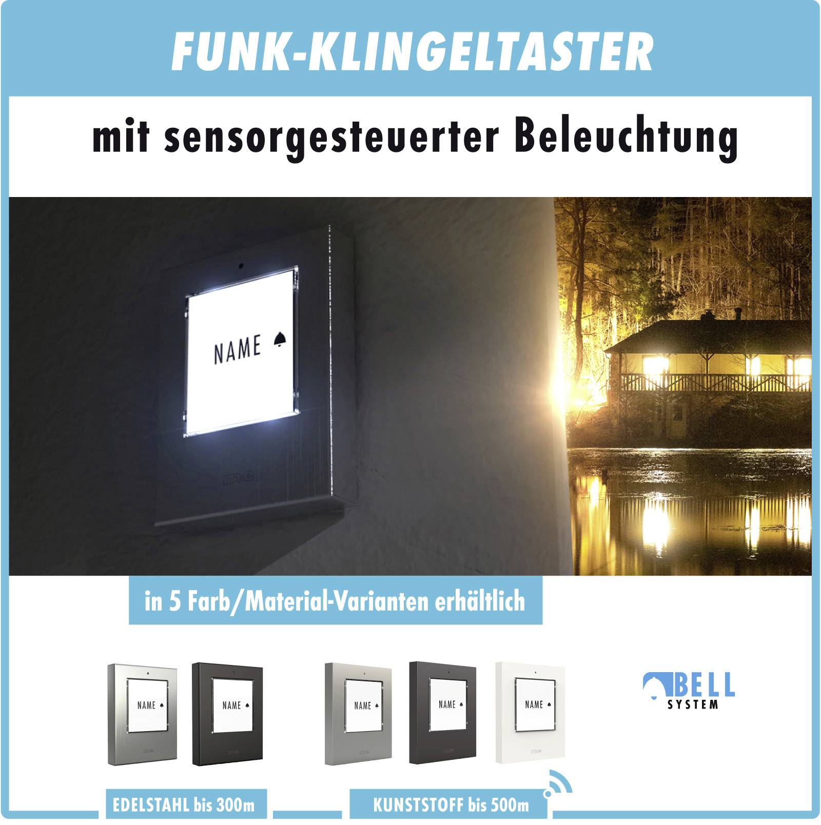 M-e modern-electronics 100127 Funkklingel Komplett-Set beleuchtet, mit Adressfeld