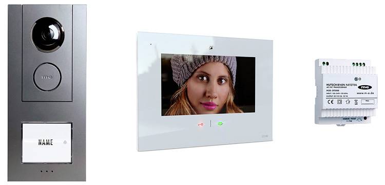 M-e modern-electronics VD ALU 6109 A/W Video-Türsprechanlage Komplett-Set Weiß (glänzend), Anthrazit