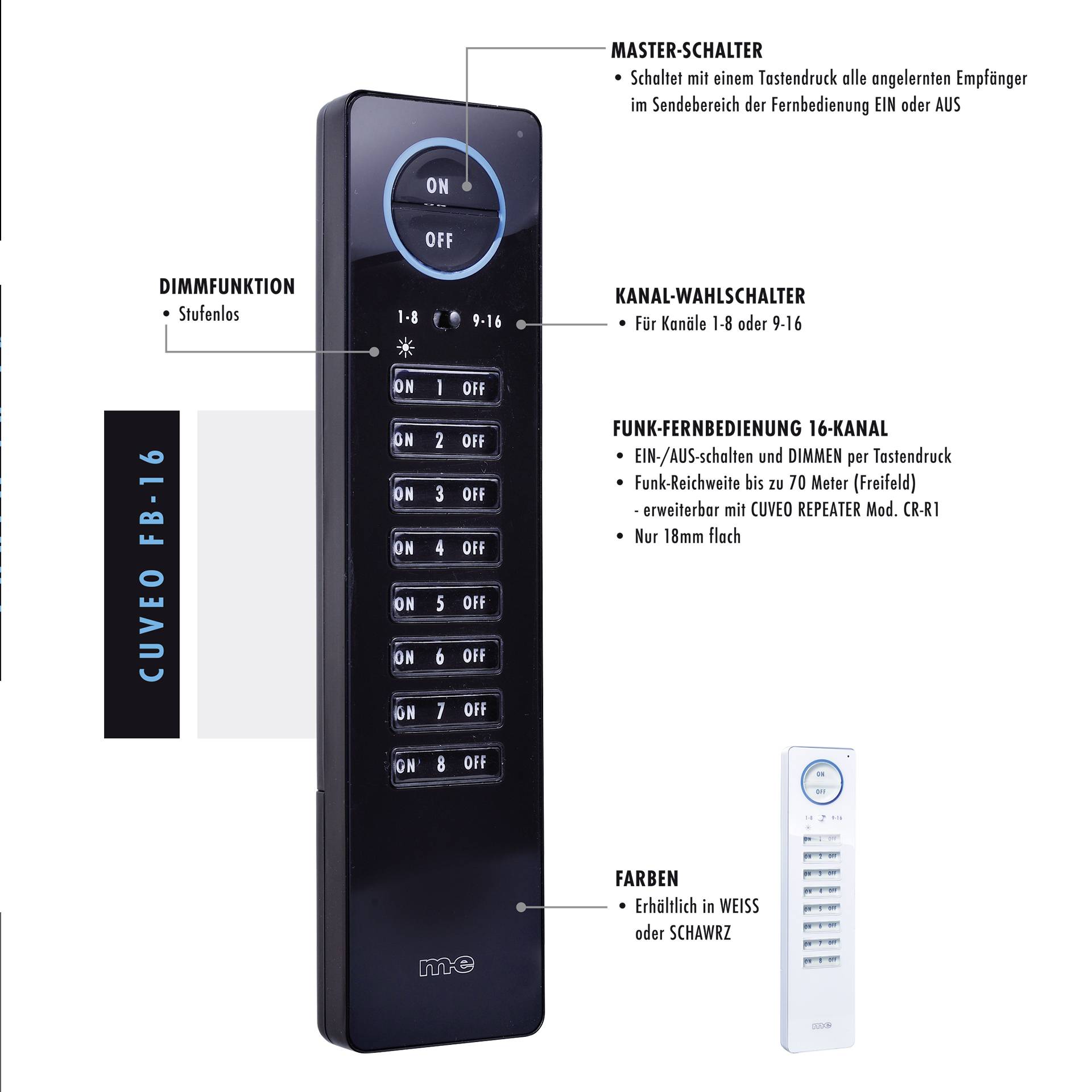 M-e modern-electronics CUVEO 1W Funk-Signalgerät Weiß