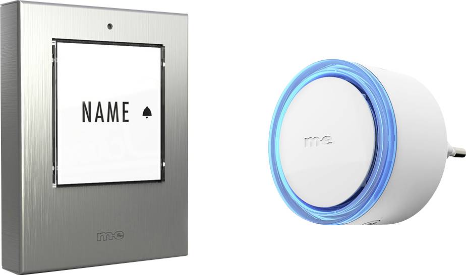 M-e modern-electronics 100121 Funkklingel Komplett-Set beleuchtet, mit Namensschild