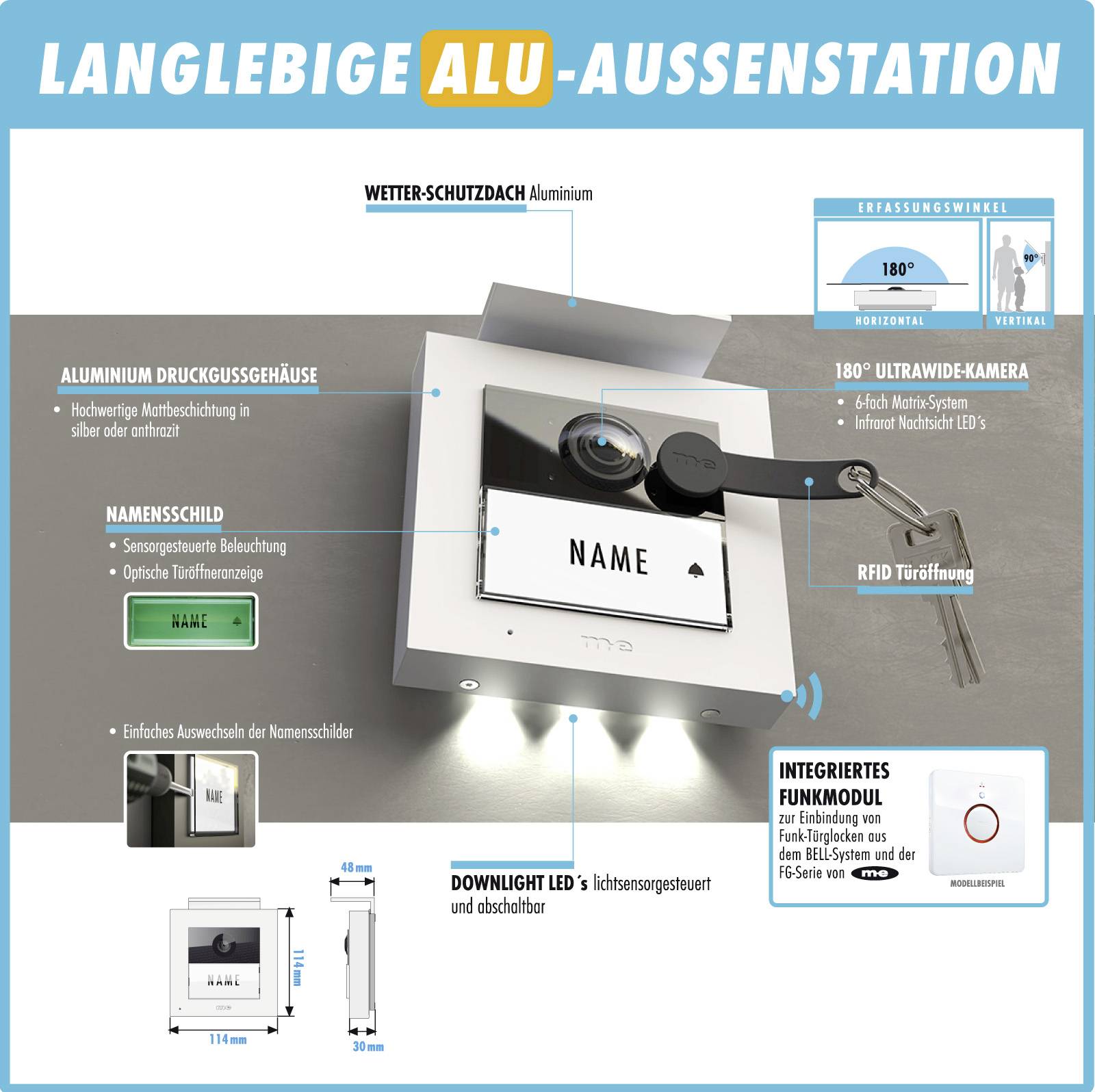 M-e modern-electronics VDV 20106W Video-Türsprechanlage Weiß