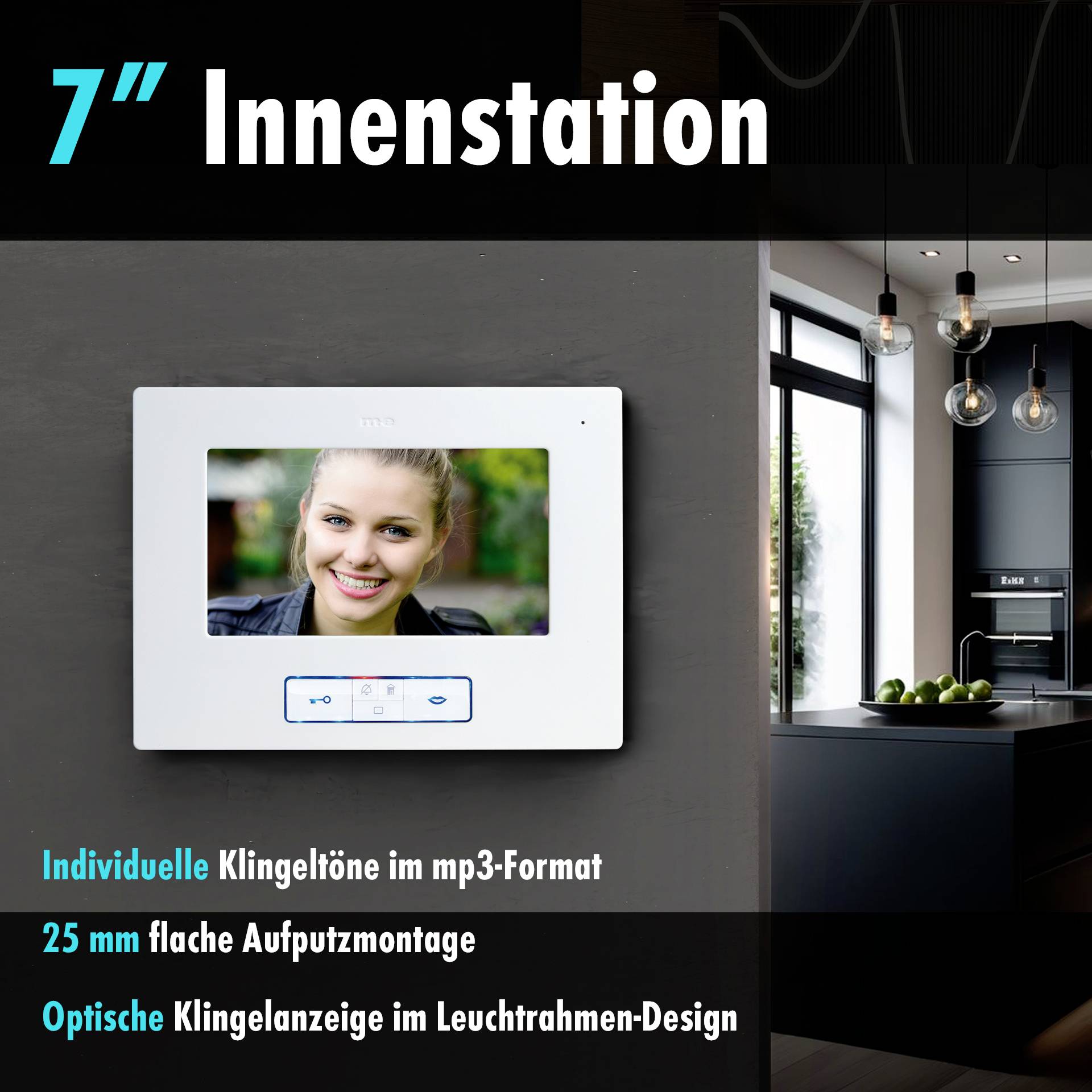 M-e modern-electronics VDV 20116 S Video-Türsprechanlage Weiß, Anthrazit