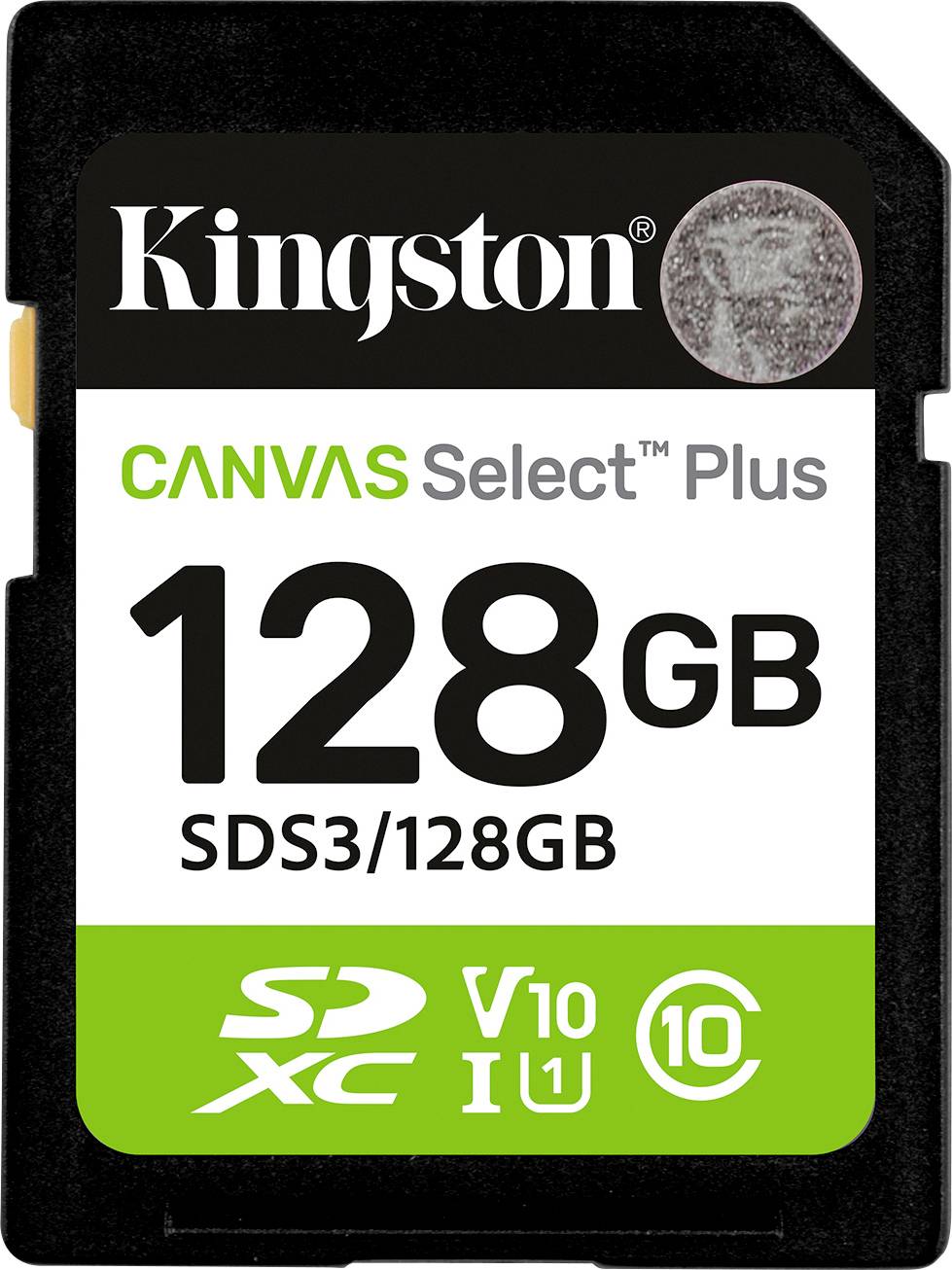 Kingston 128GB Canvas Select Plus SDXC Speicherkarte, V10, UHS-I, Klasse 10, geeignet für hochauflösende Fotos und Full-HD-Videos.