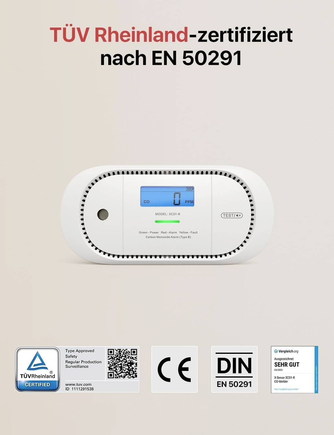 X-Sense XC01-R Kohlenmonoxid-Melder