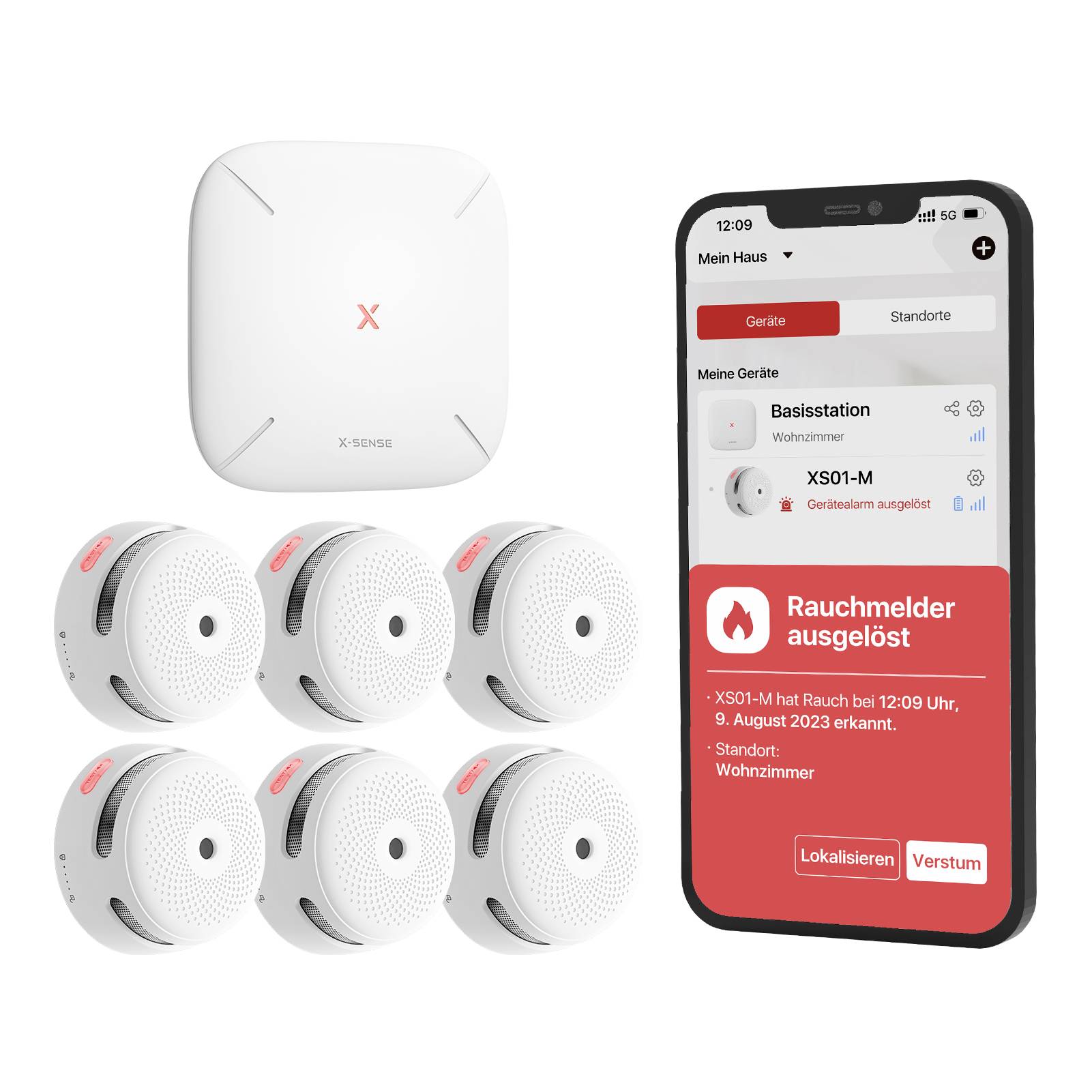 X-Sense FS61 Rauchwarnmelder-Set plus Zentrale (B x H x T) 90 x 26.5 x 90mm