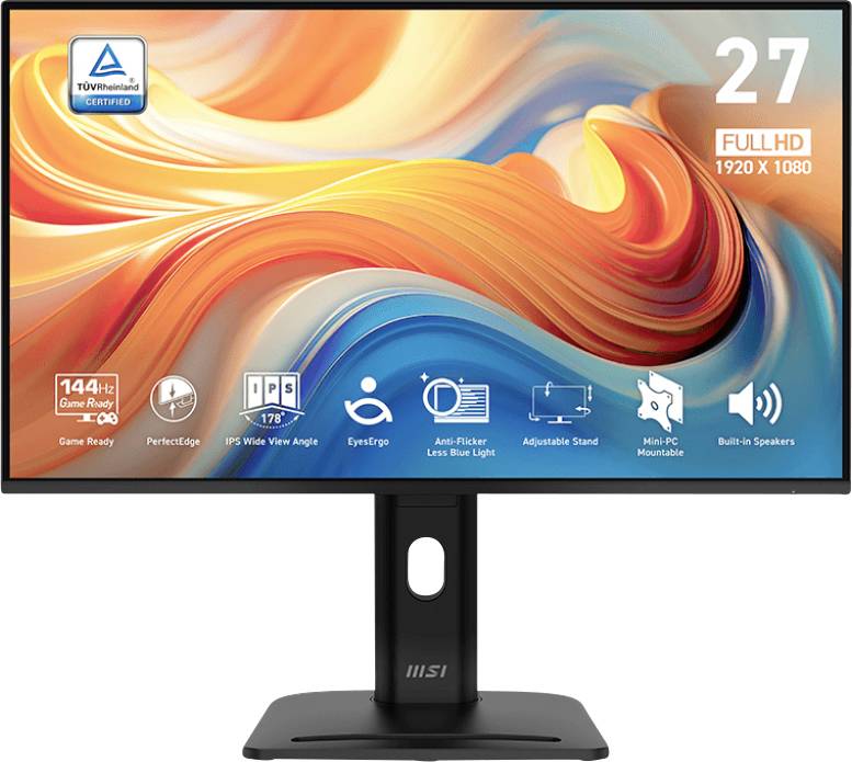 MSI PRO MP275PGDE LED-Monitor EEK E (A - G) 68.6 cm (27 Zoll) 1920 x 1080 Pixel 16:9 4 ms HDMI®, DisplayPort, VGA, Kopfhörer-Buchse, Audio-Line-in