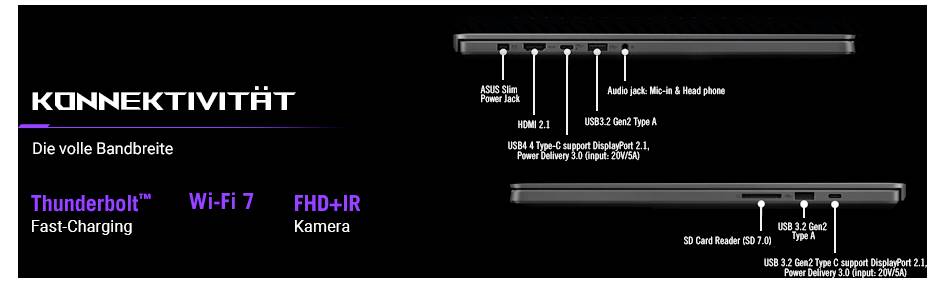 Asus Gaming Notebook Zephyrus G16 40.6cm (16 Zoll) WQXGA AMD Ryzen AI 7 350 8GB RAM 1TB SSD Deutsch, QWERTZ AMD Radeon 860M