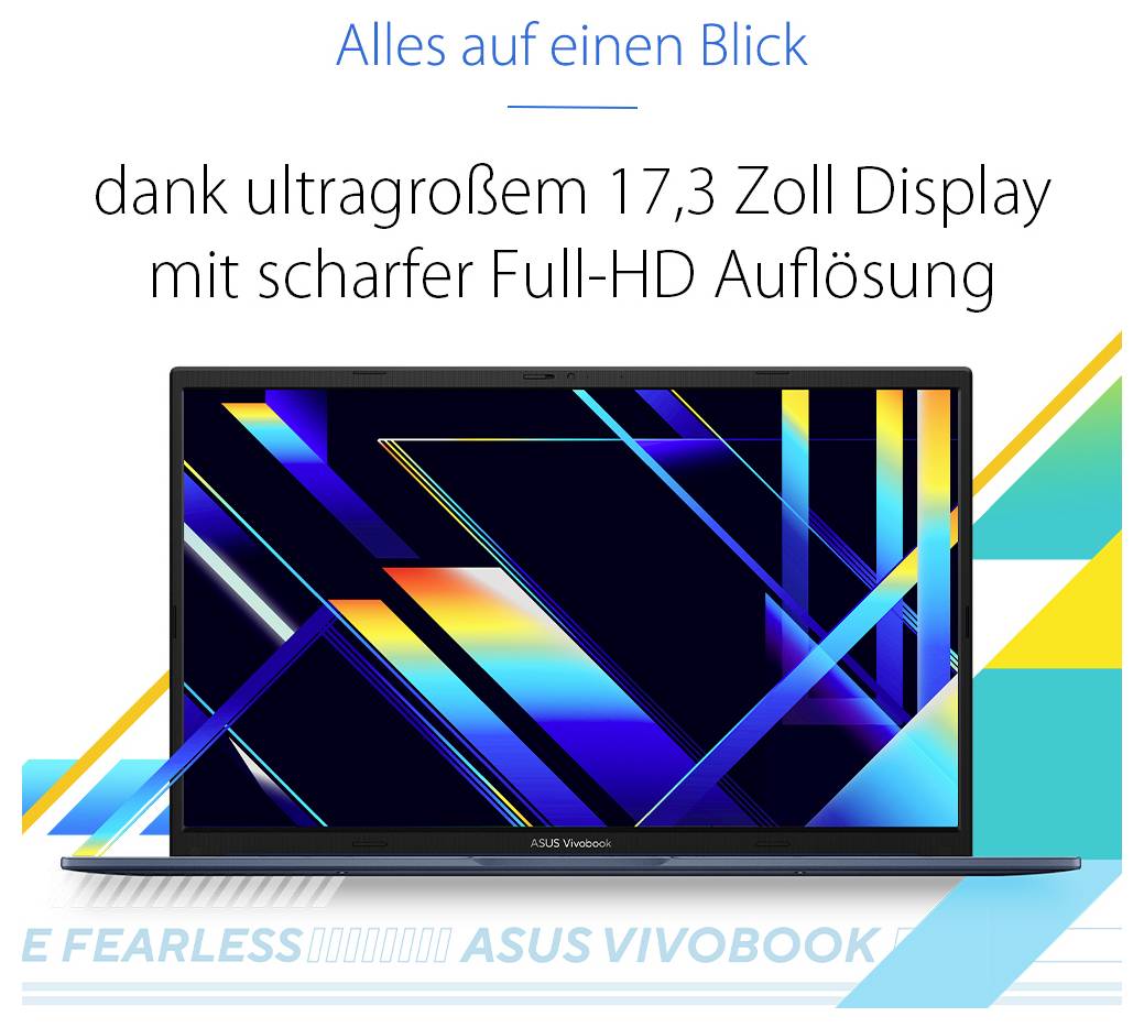 Asus Notebook VivoBook 17 43.9cm (17.3 Zoll) Full HD Intel® Core™ 7 150U 16GB RAM 1TB SSD Deutsch, QWERTZ Intel Silber 90NB13X1-M
